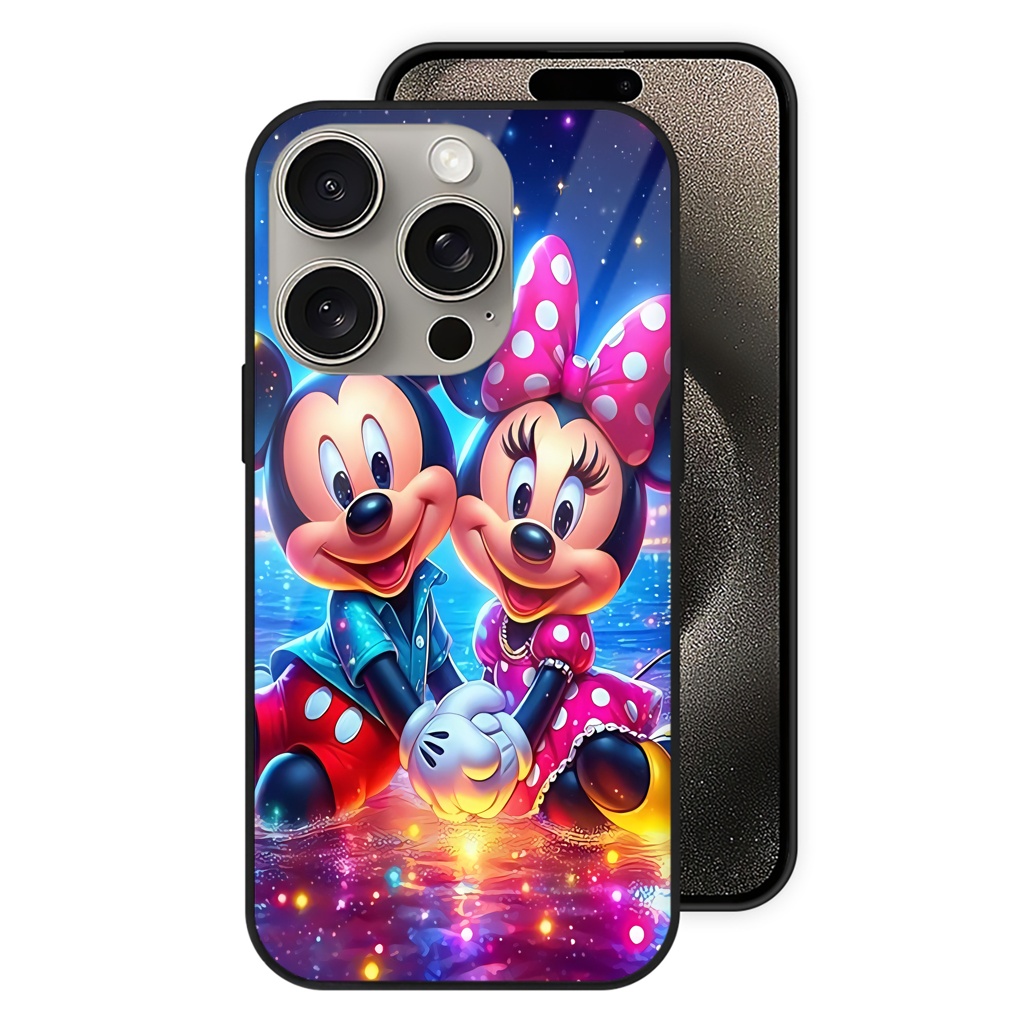 （画像用） ミッキーマウス Mickey Mouse 【iPhone15Pro対応】スマホケース 耐衝撃＆黄変防止 背面ガラス