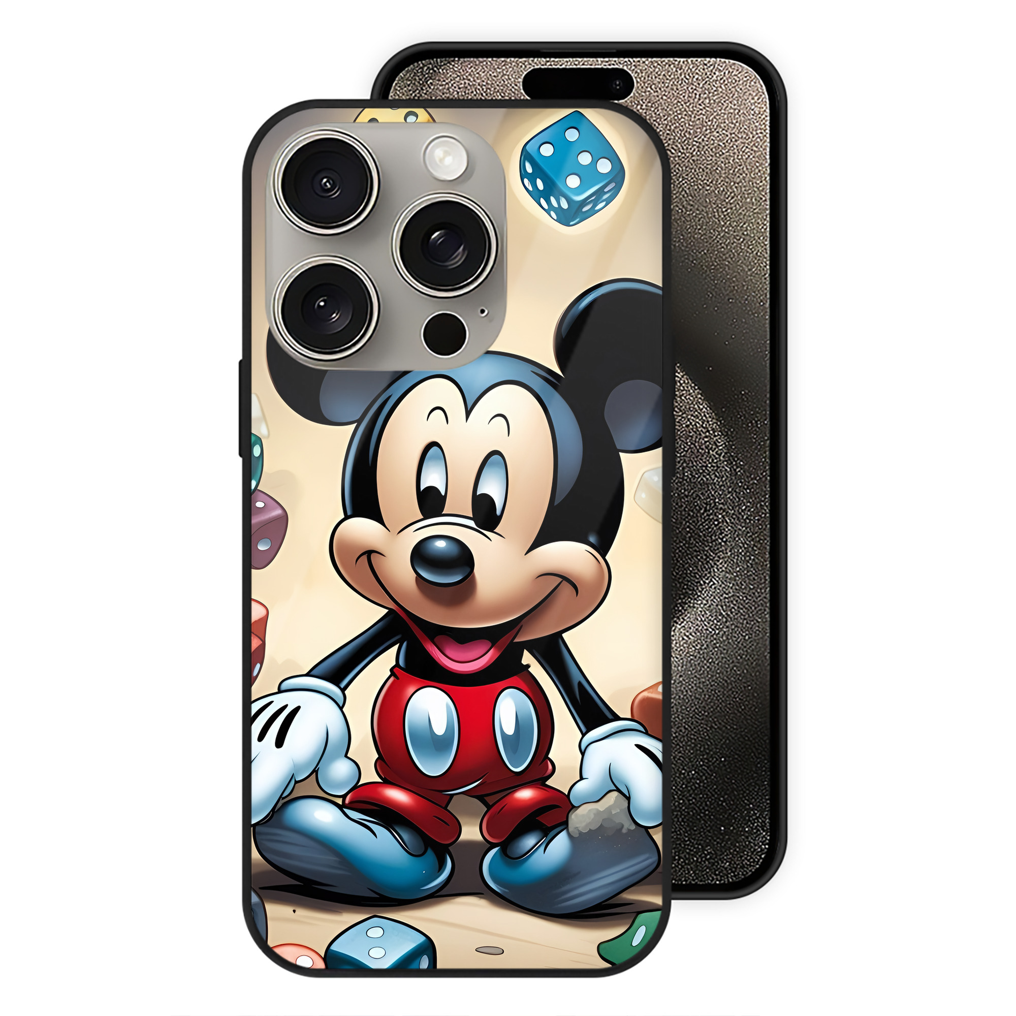 （画像用） ミッキーマウス Mickey Mouse 【iPhone15Pro対応】スマホケース 耐衝撃＆黄変防止 背面ガラス