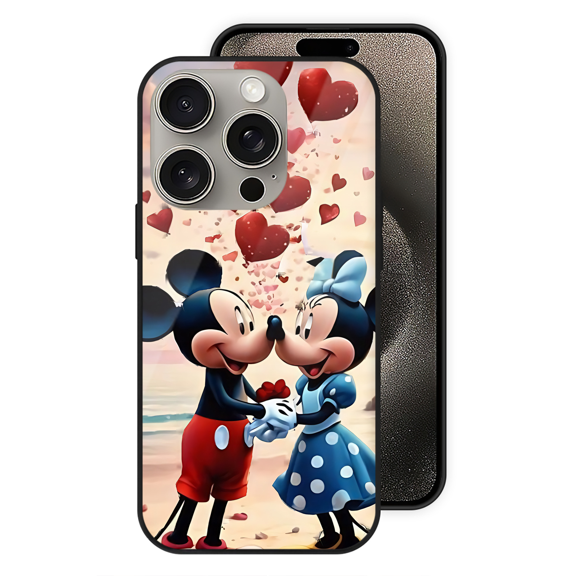（画像用） ミッキーマウス Mickey Mouse 【iPhone15Pro対応】スマホケース 耐衝撃＆黄変防止 背面ガラス