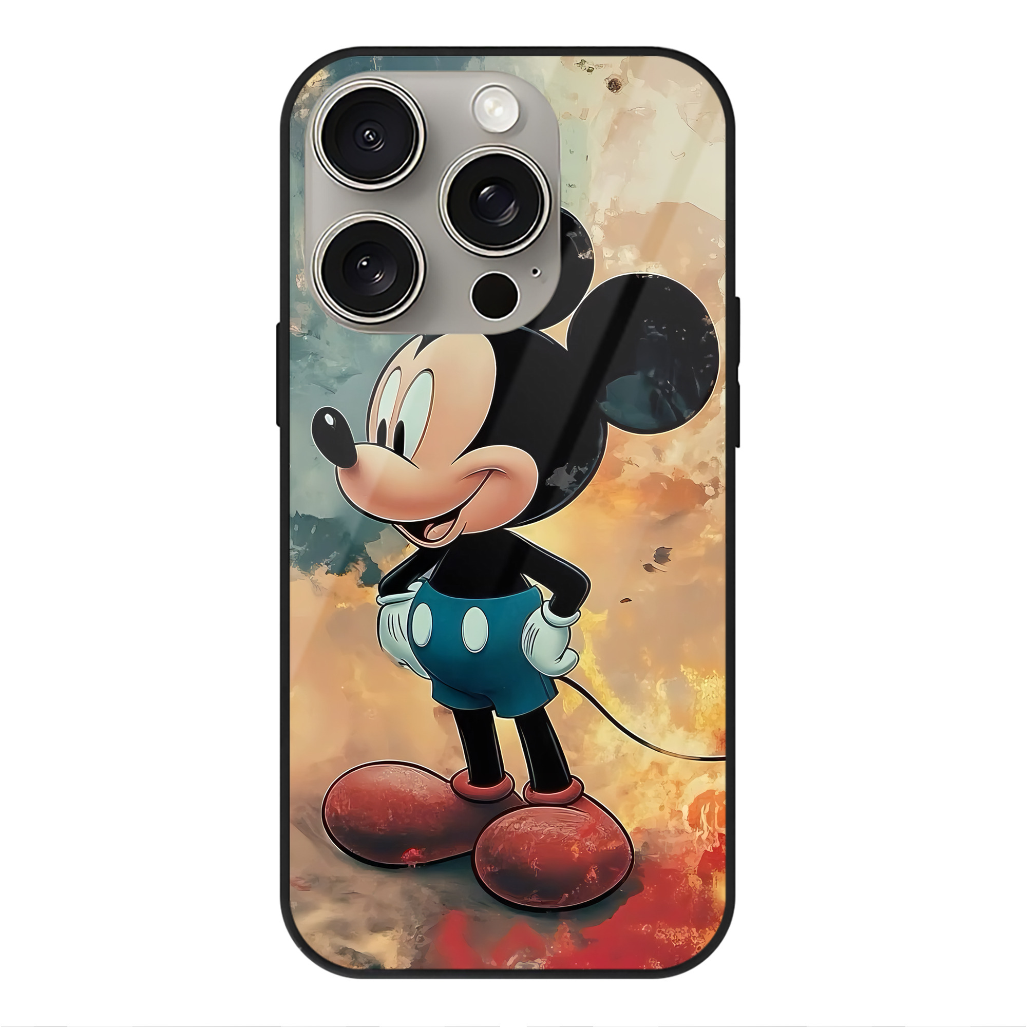 （画像用） ミッキーマウス Mickey Mouse 【iPhone15Pro対応】スマホケース 耐衝撃＆黄変防止 背面ガラス