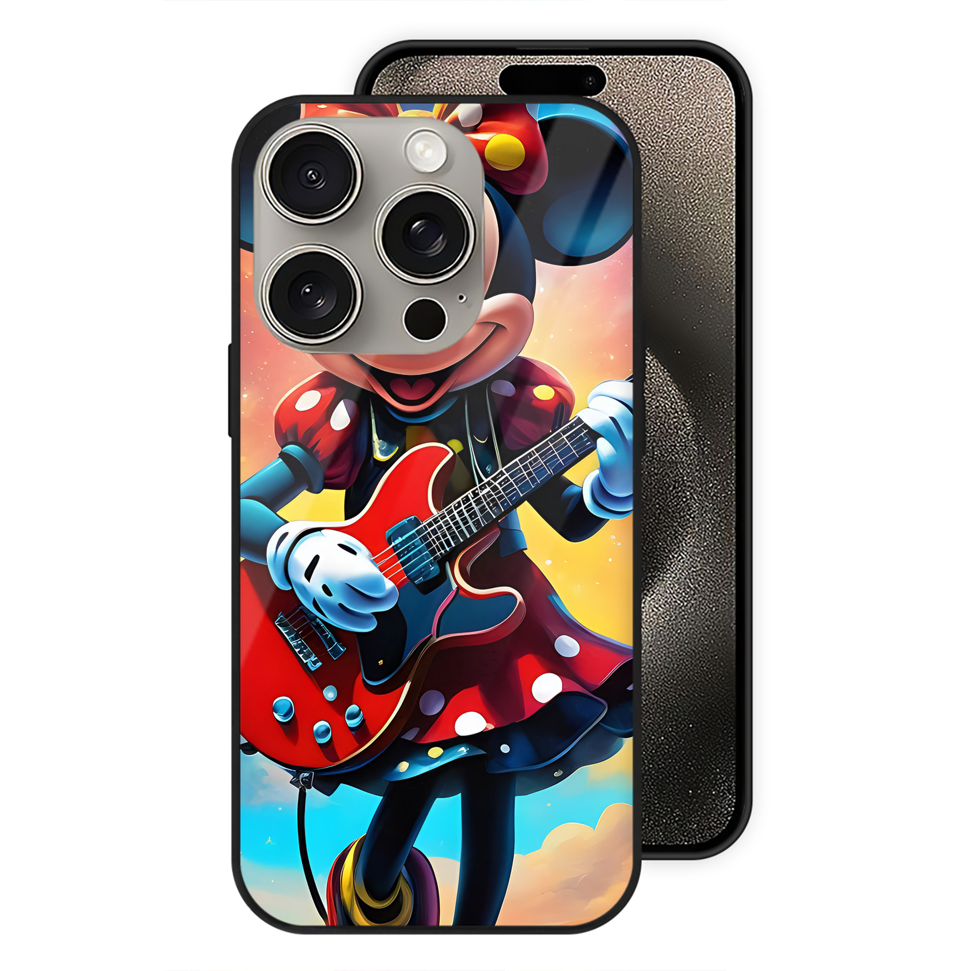 （画像用） ミッキーマウス Mickey Mouse 【iPhone15Pro対応】スマホケース 耐衝撃＆黄変防止 背面ガラス