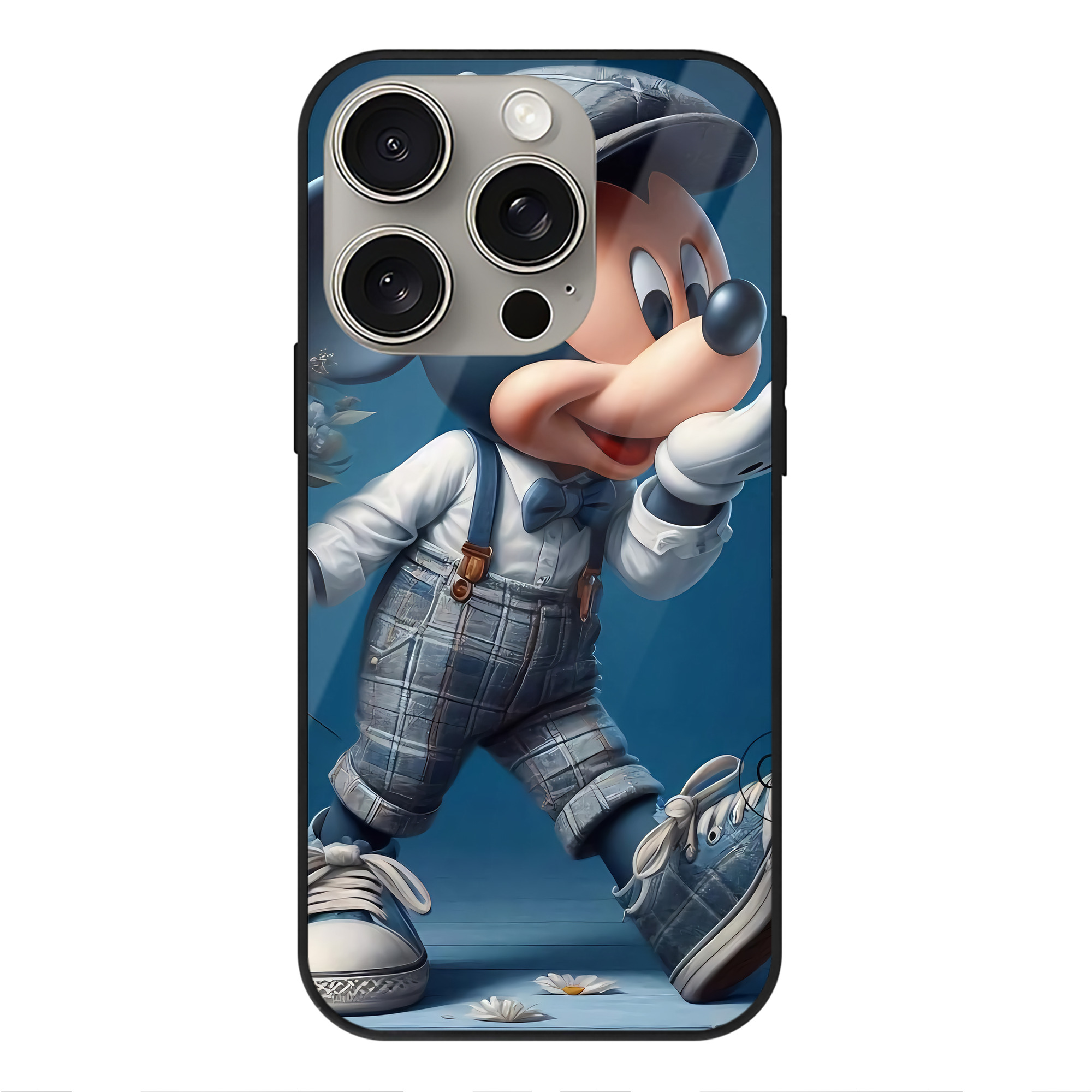 （画像用） ミッキーマウス Mickey Mouse 【iPhone15Pro対応】スマホケース 耐衝撃＆黄変防止 背面ガラス