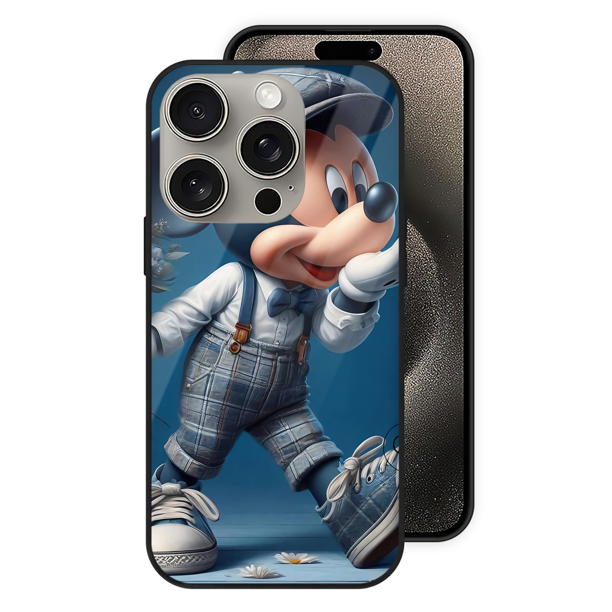 （画像用） ミッキーマウス Mickey Mouse 【iPhone15Pro対応】スマホケース 耐衝撃＆黄変防止 背面ガラス