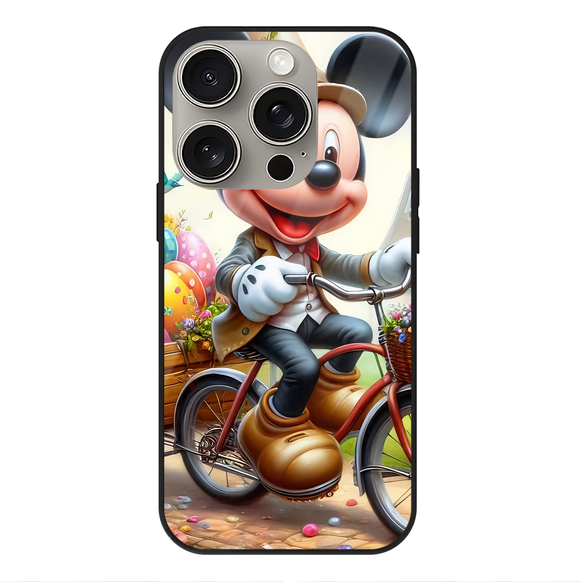 （画像用） ミッキーマウス Mickey Mouse 【iPhone15Pro対応】スマホケース 耐衝撃＆黄変防止 背面ガラス