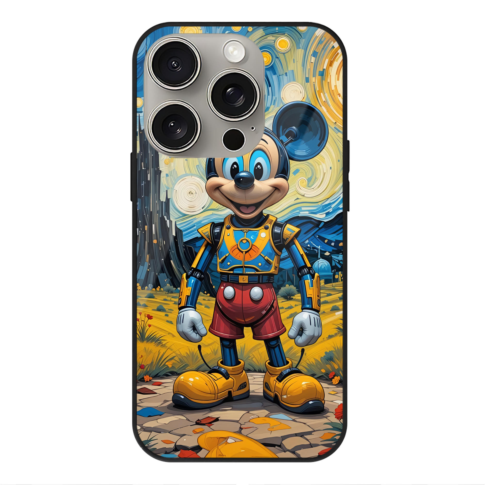 （画像用） ミッキーマウス Mickey Mouse 【iPhone15Pro対応】スマホケース 耐衝撃＆黄変防止 背面ガラス