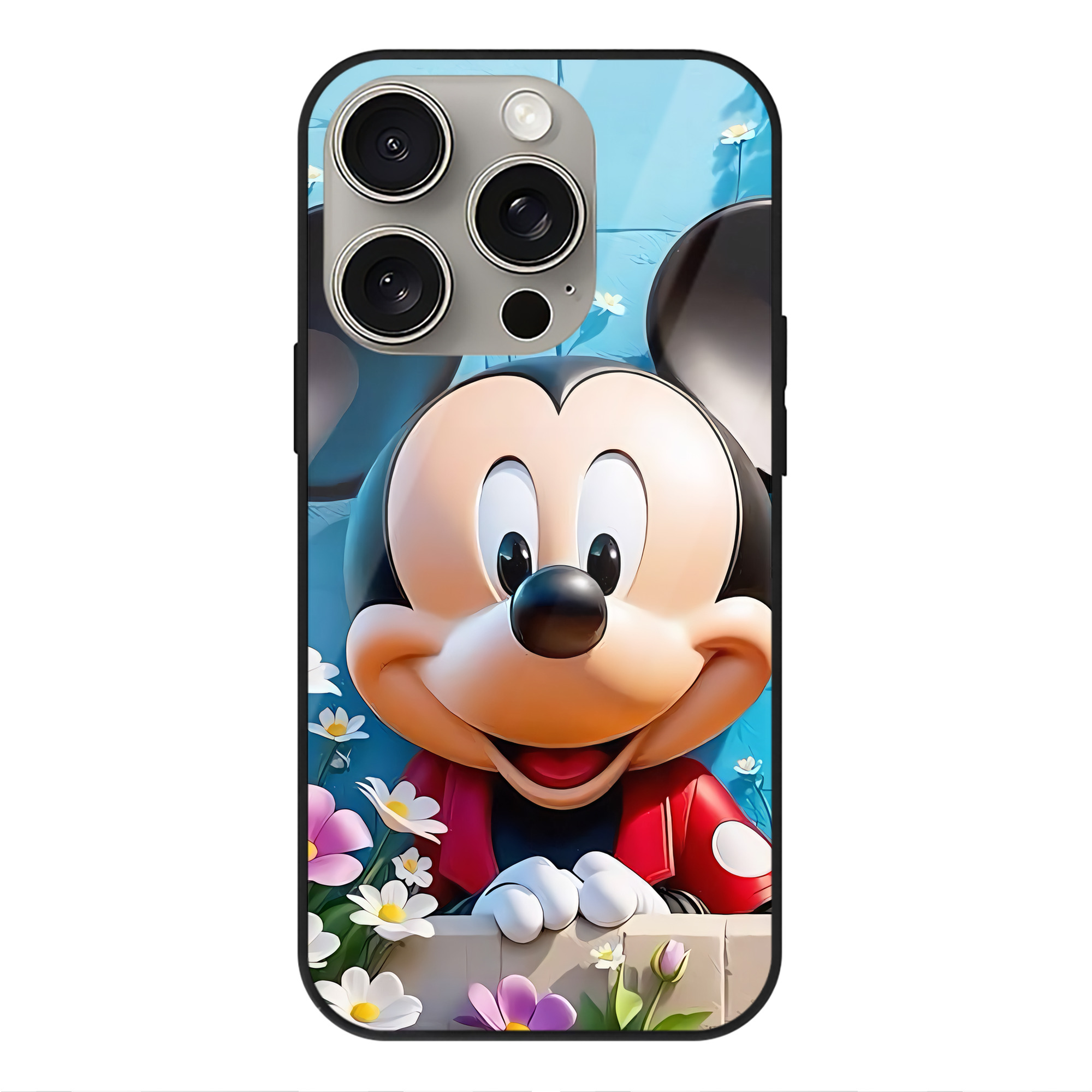 （画像用） ミッキーマウス Mickey Mouse 【iPhone15Pro対応】スマホケース 耐衝撃＆黄変防止 背面ガラス
