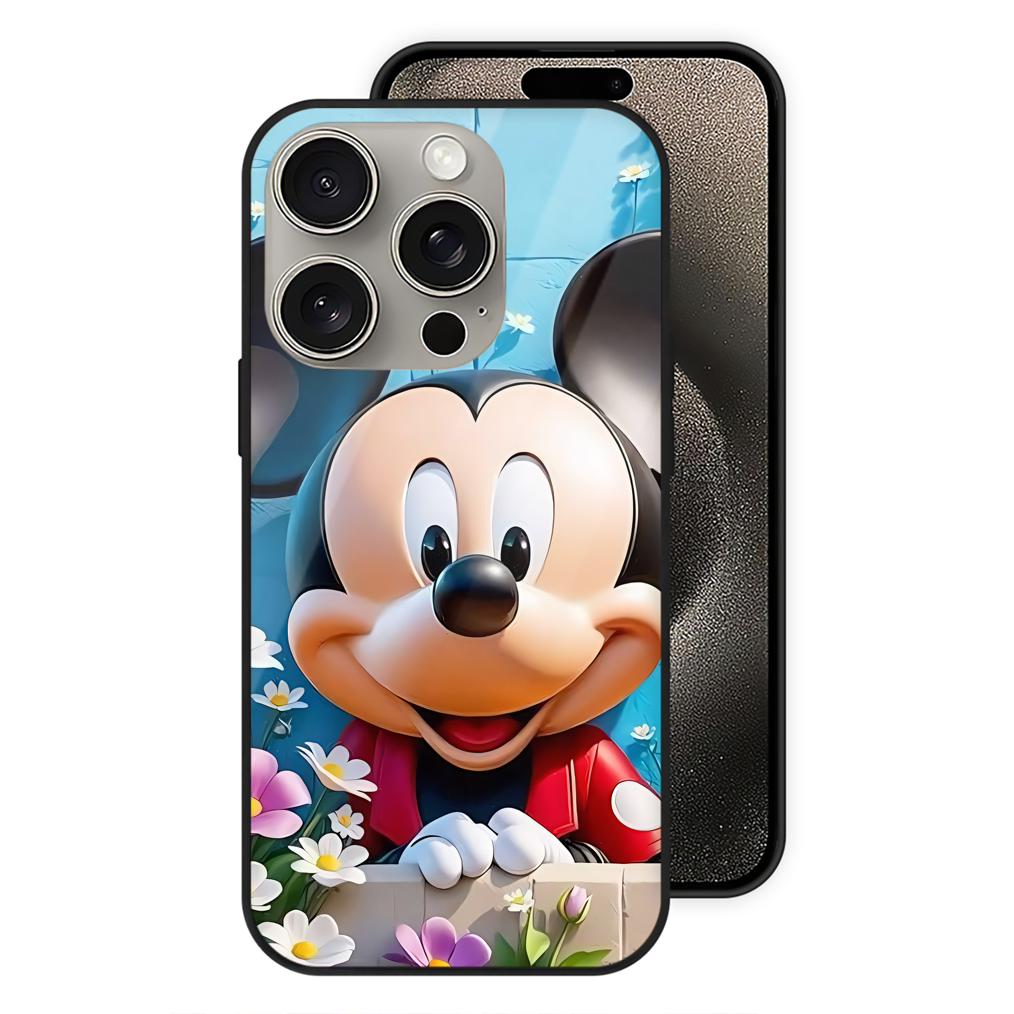 （画像用） ミッキーマウス Mickey Mouse 【iPhone15Pro対応】スマホケース 耐衝撃＆黄変防止 背面ガラス