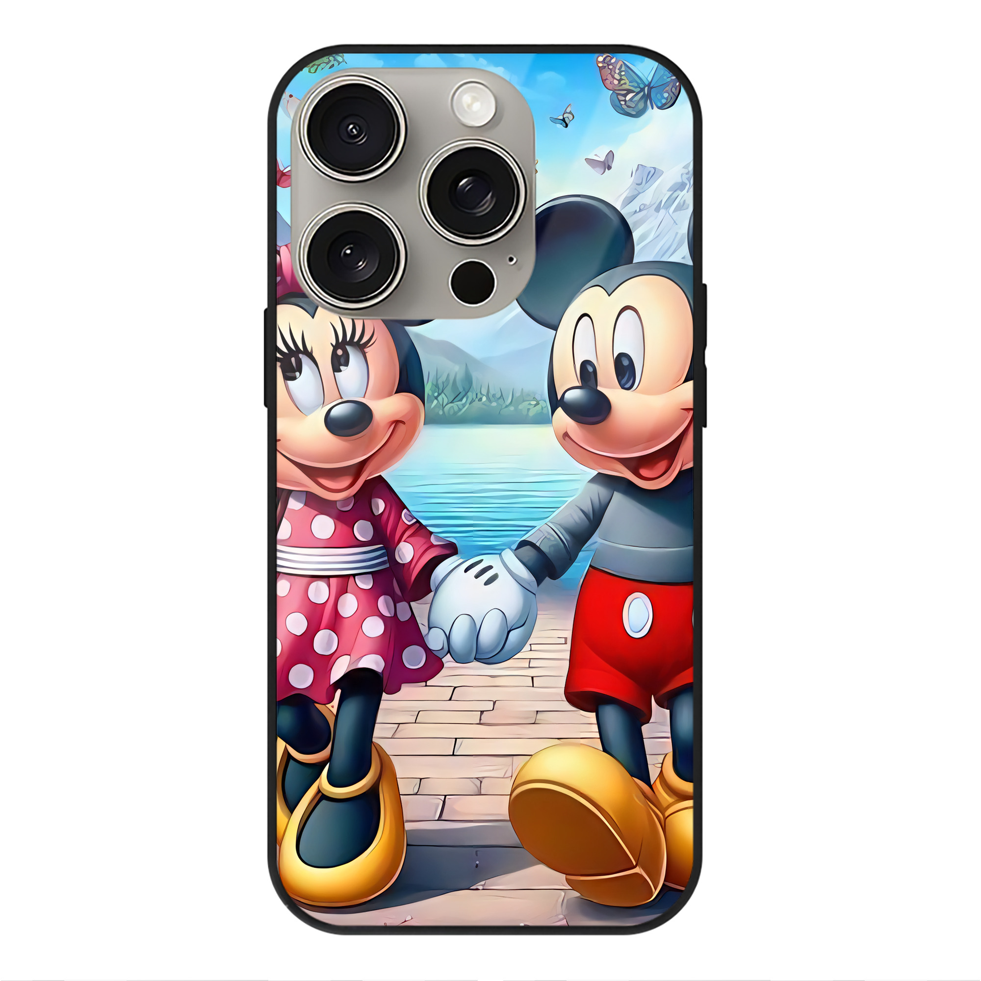 （画像用） ミッキーマウス Mickey Mouse 【iPhone15Pro対応】スマホケース 耐衝撃＆黄変防止 背面ガラス
