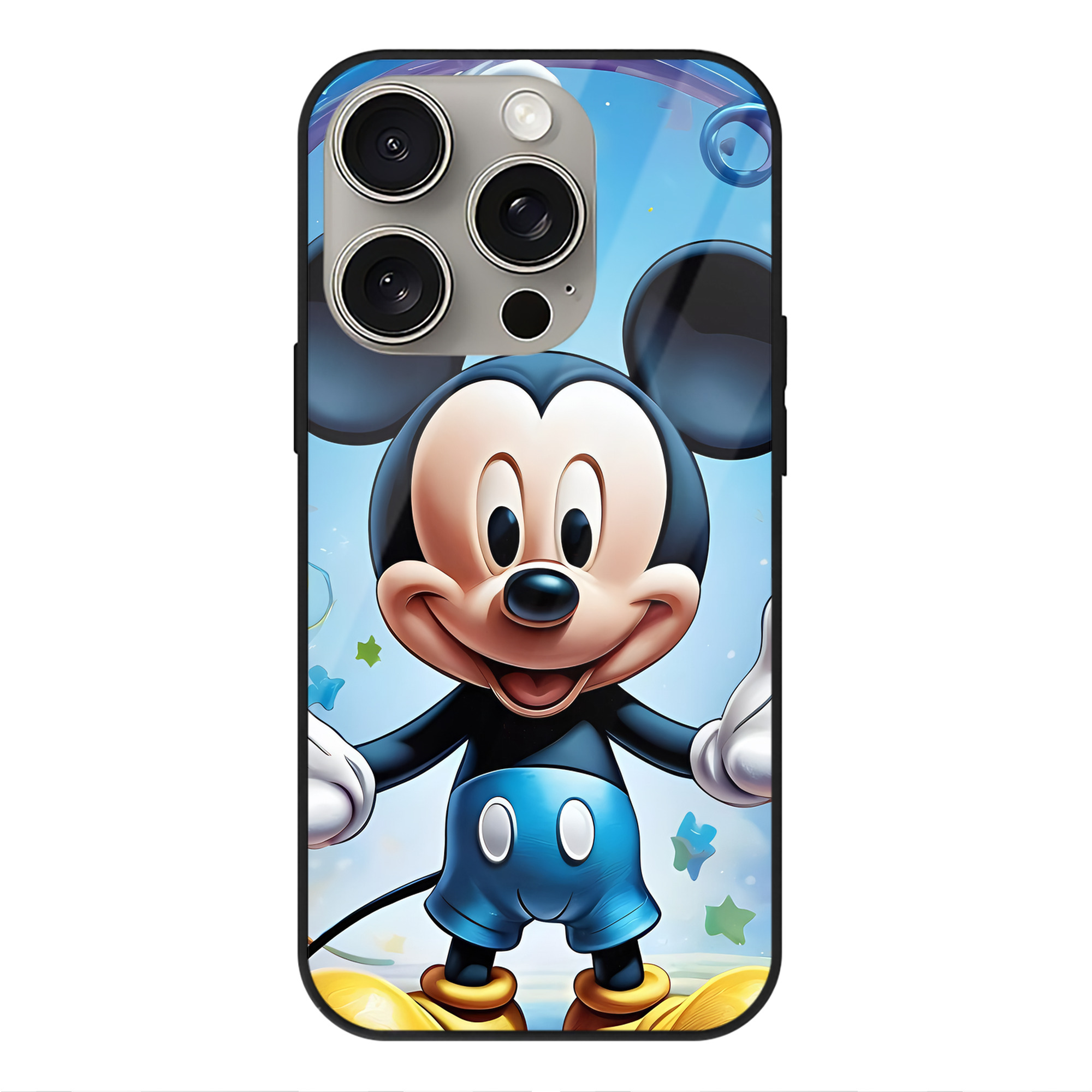 （画像用） ミッキーマウス Mickey Mouse 【iPhone15Pro対応】スマホケース 耐衝撃＆黄変防止 背面ガラス