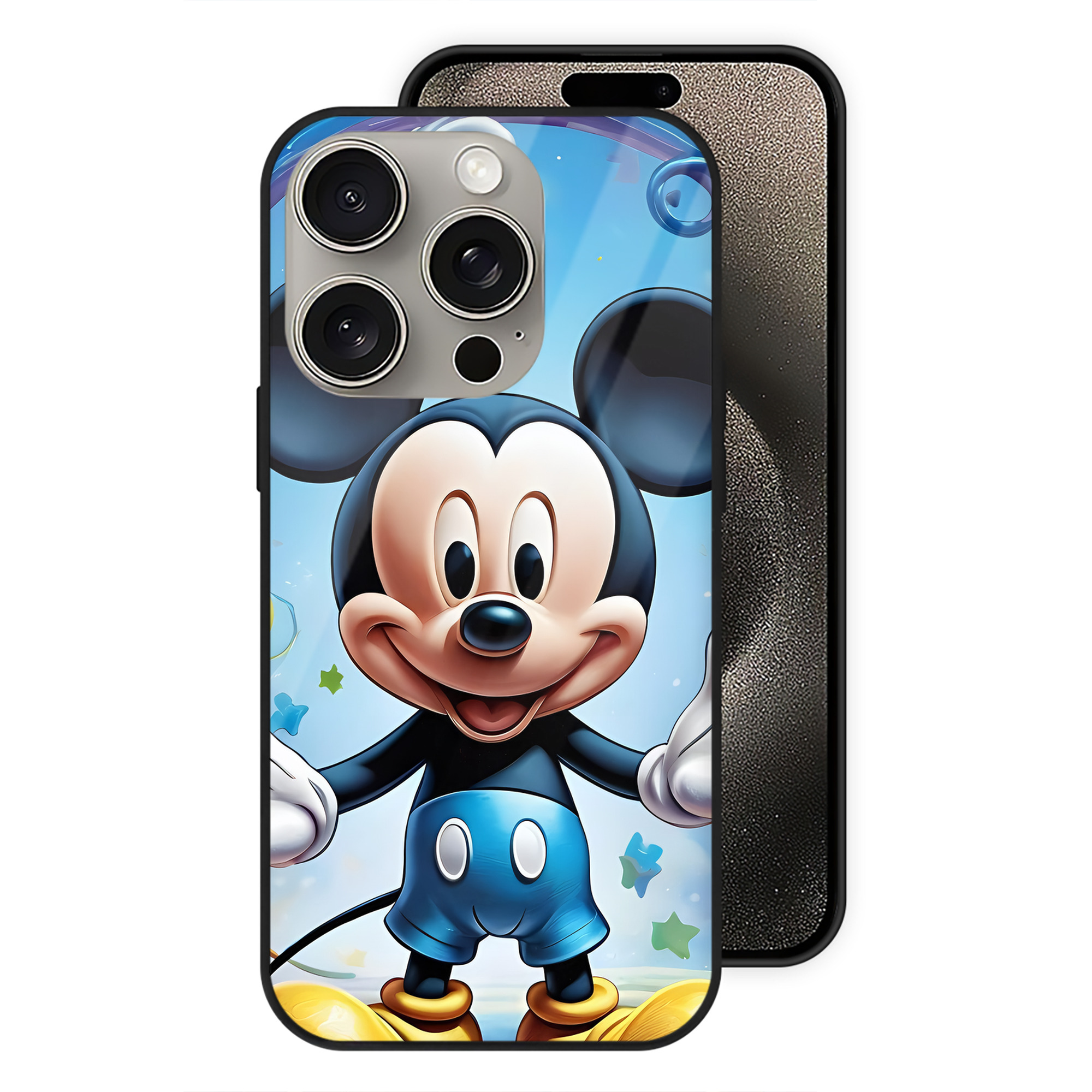 （画像用） ミッキーマウス Mickey Mouse 【iPhone15Pro対応】スマホケース 耐衝撃＆黄変防止 背面ガラス