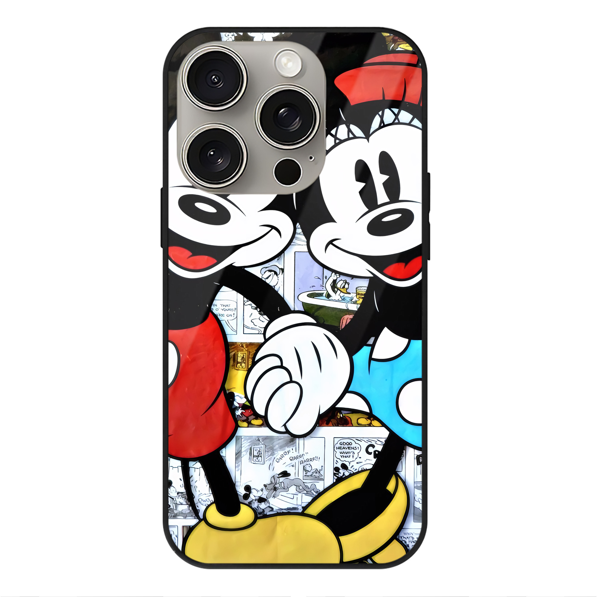 （画像用） ミッキーマウス Mickey Mouse 【iPhone15Pro対応】スマホケース 耐衝撃＆黄変防止 背面ガラス
