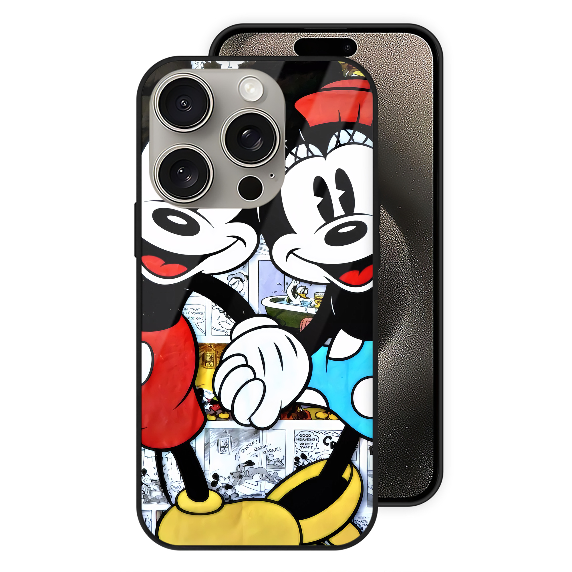 （画像用） ミッキーマウス Mickey Mouse 【iPhone15Pro対応】スマホケース 耐衝撃＆黄変防止 背面ガラス
