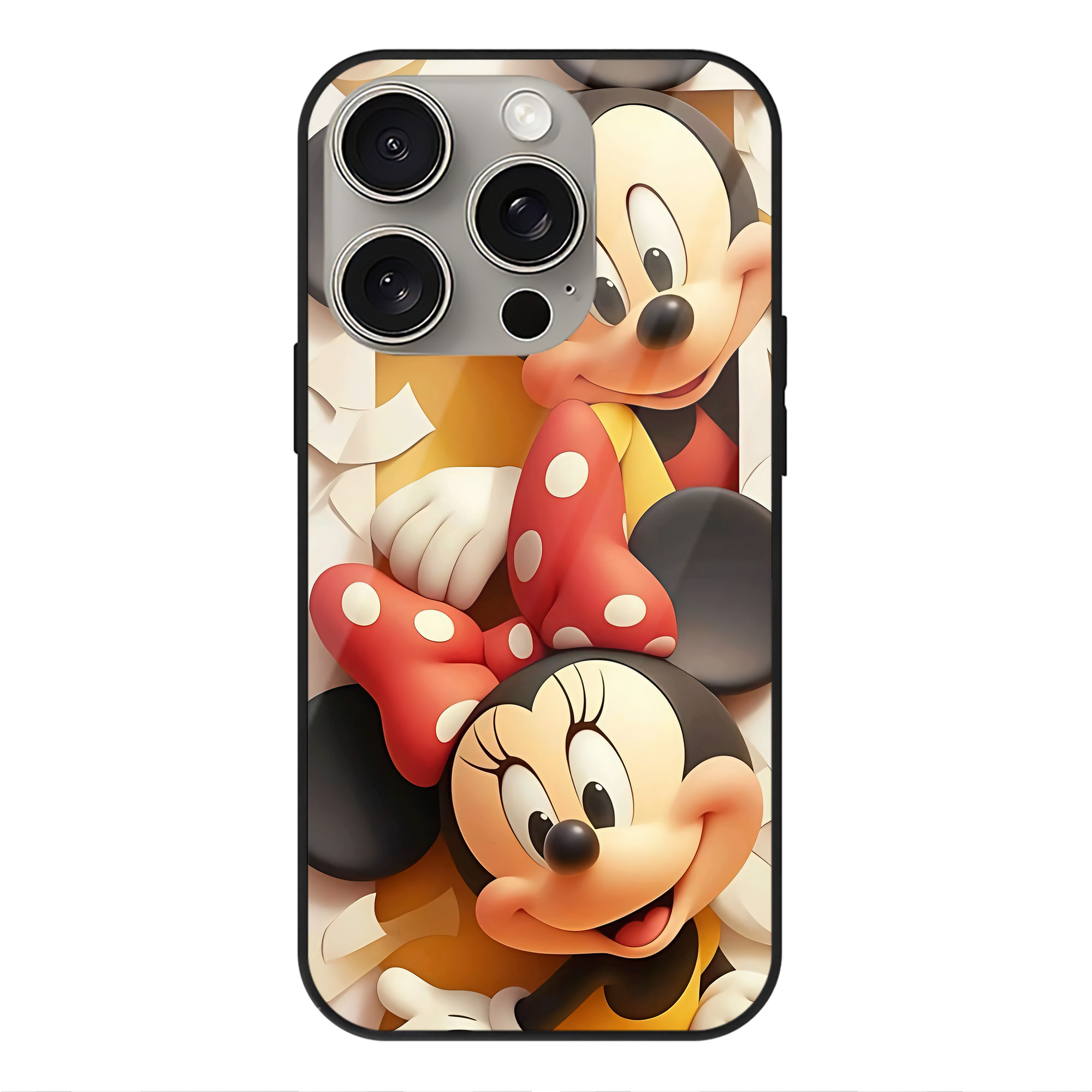 （画像用） ミッキーマウス Mickey Mouse 【iPhone15Pro対応】スマホケース 耐衝撃＆黄変防止 背面ガラス