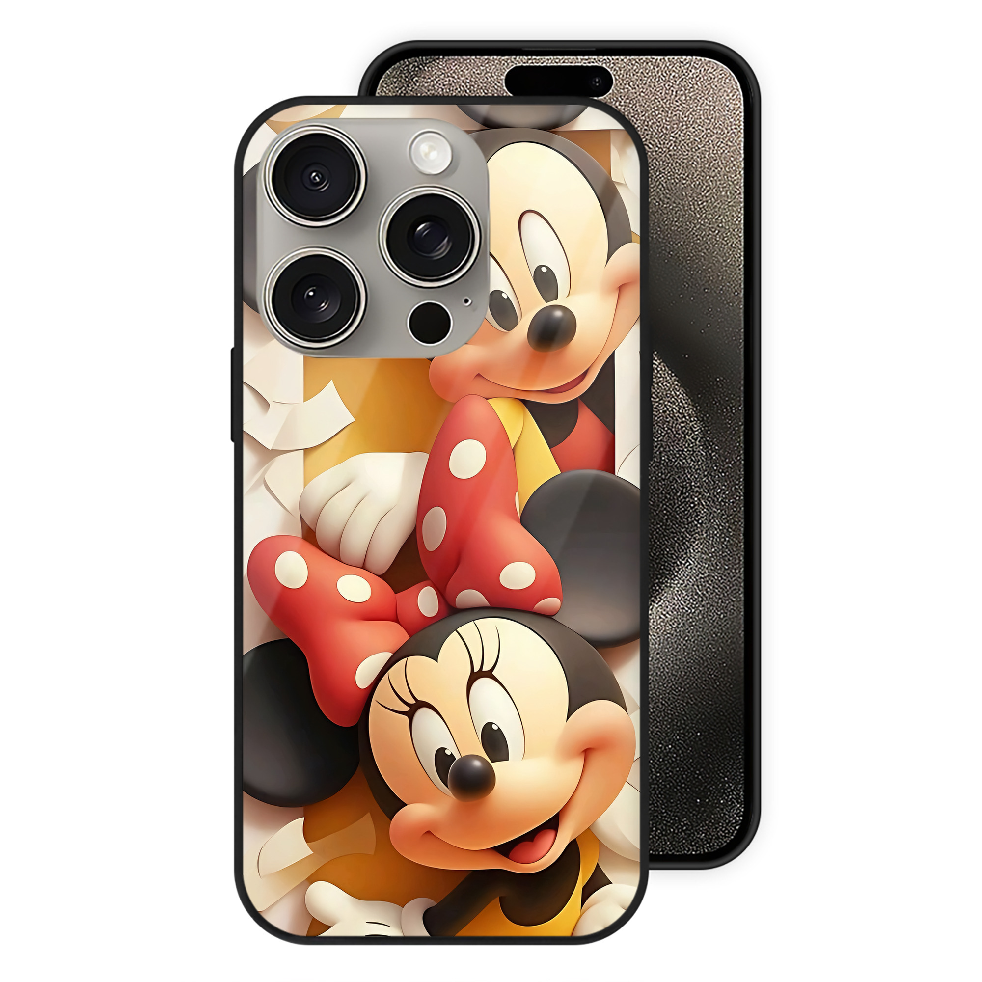 （画像用） ミッキーマウス Mickey Mouse 【iPhone15Pro対応】スマホケース 耐衝撃＆黄変防止 背面ガラス
