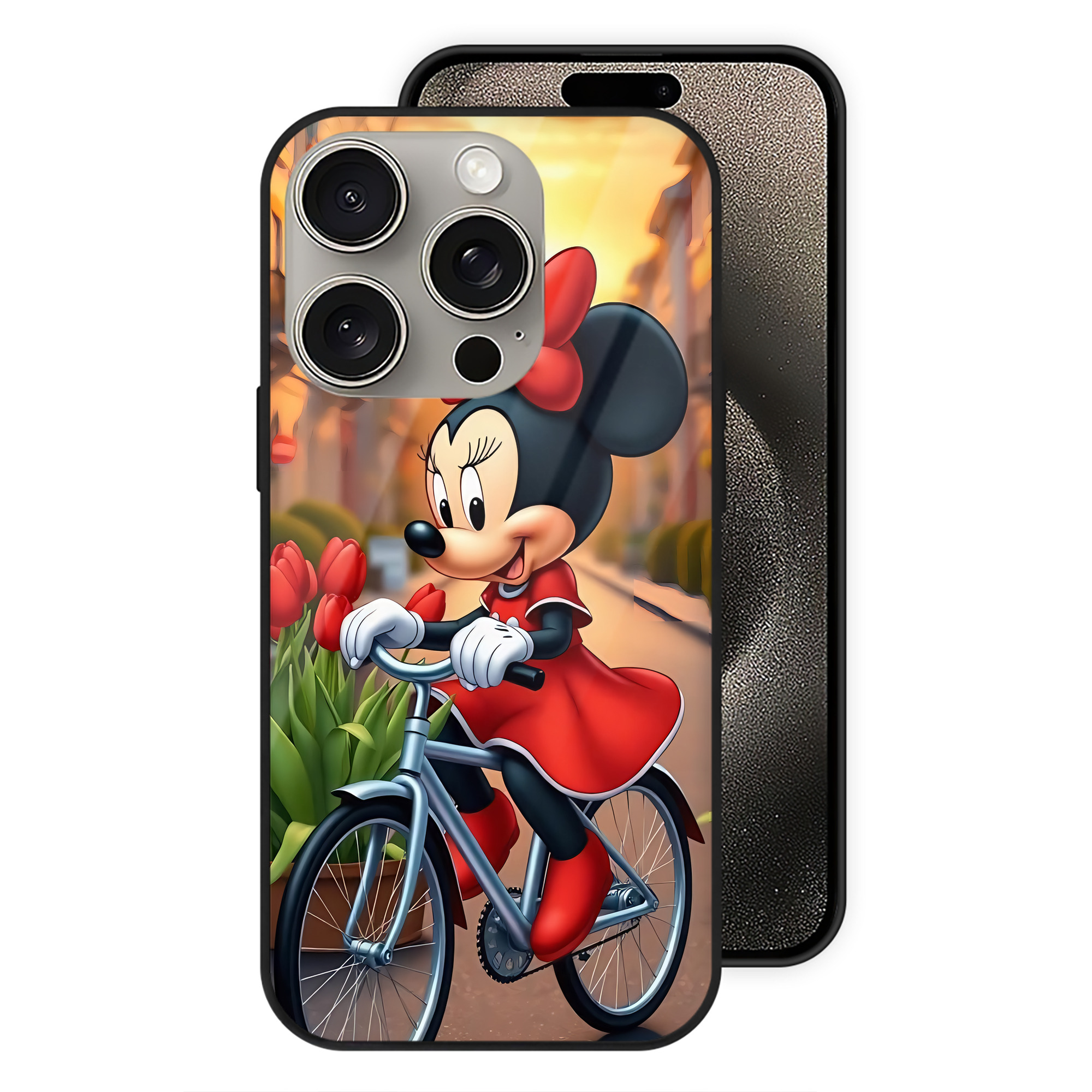 （画像用） ミッキーマウス Mickey Mouse 【iPhone15Pro対応】スマホケース 耐衝撃＆黄変防止 背面ガラス