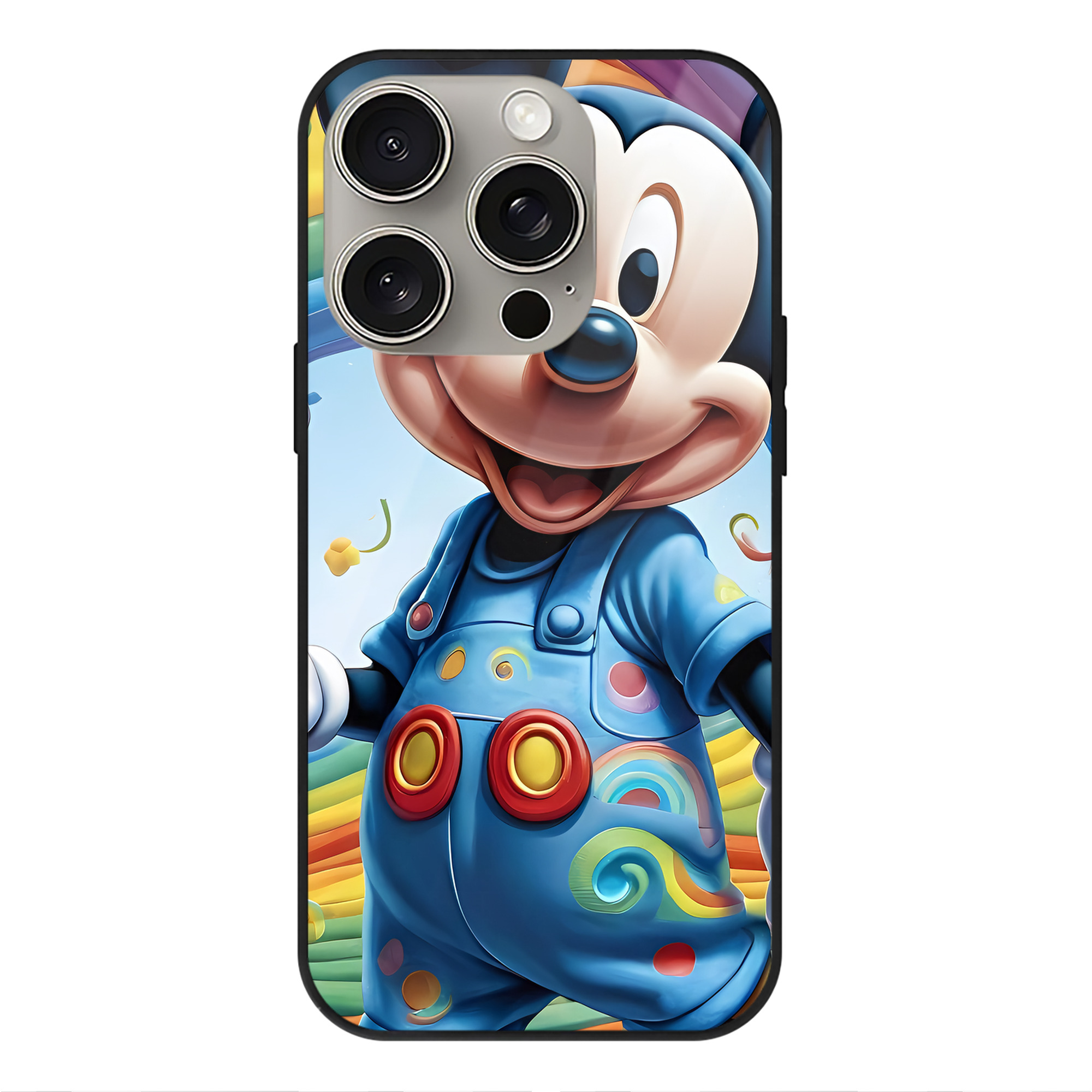 （画像用） ミッキーマウス Mickey Mouse 【iPhone15Pro対応】スマホケース 耐衝撃＆黄変防止 背面ガラス