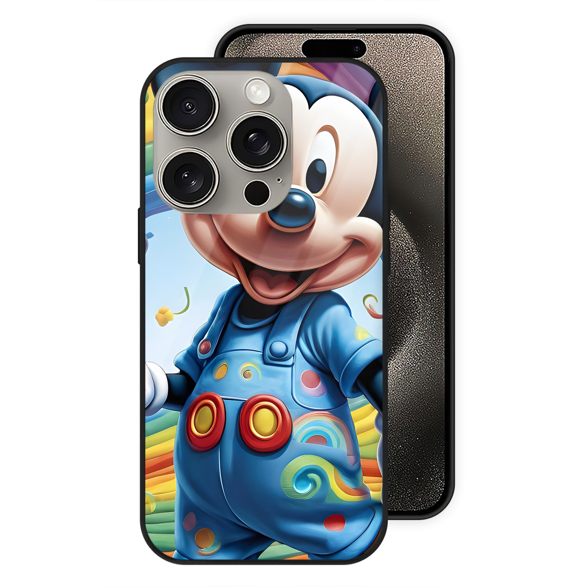 （画像用） ミッキーマウス Mickey Mouse 【iPhone15Pro対応】スマホケース 耐衝撃＆黄変防止 背面ガラス