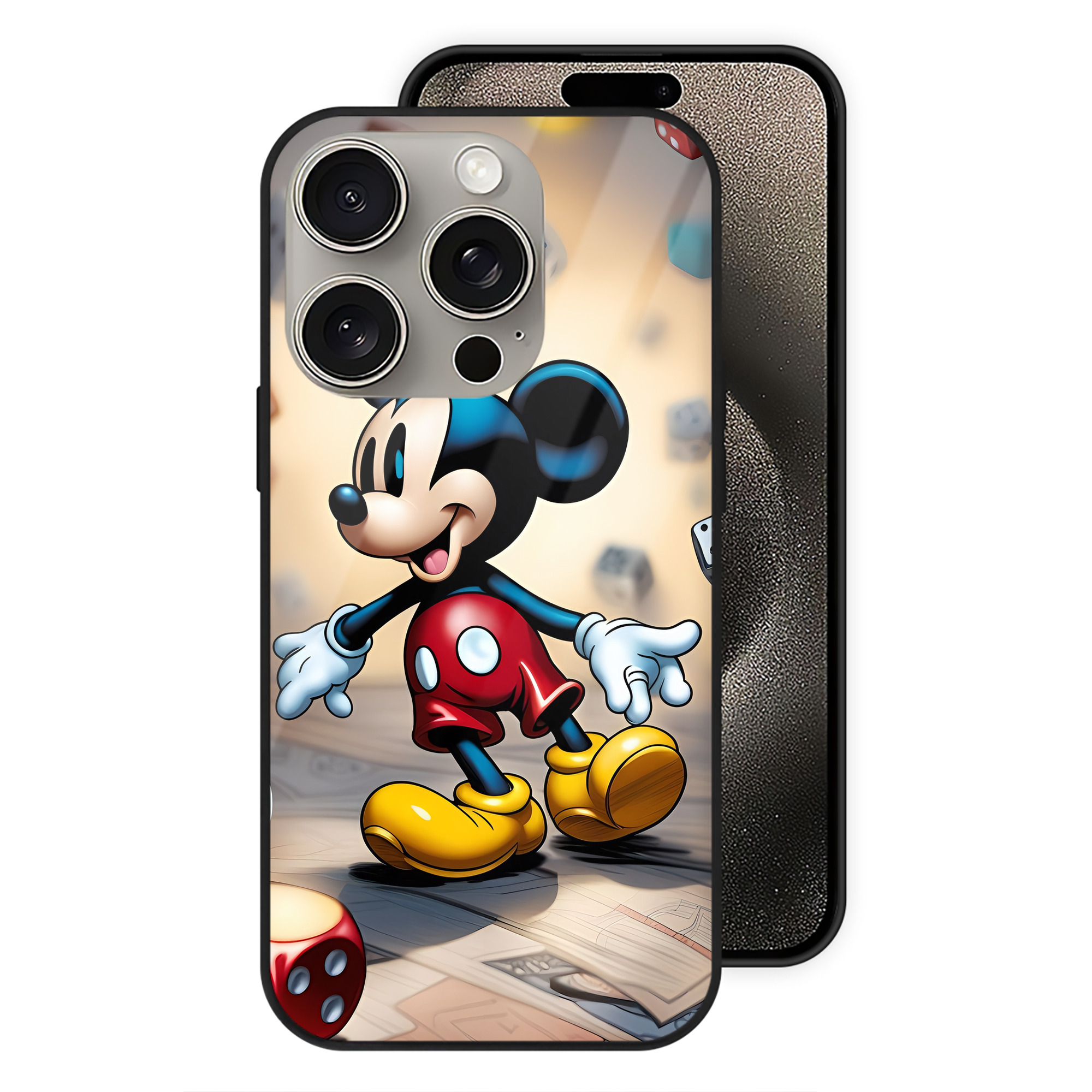 （画像用） ミッキーマウス Mickey Mouse 【iPhone15Pro対応】スマホケース 耐衝撃＆黄変防止 背面ガラス