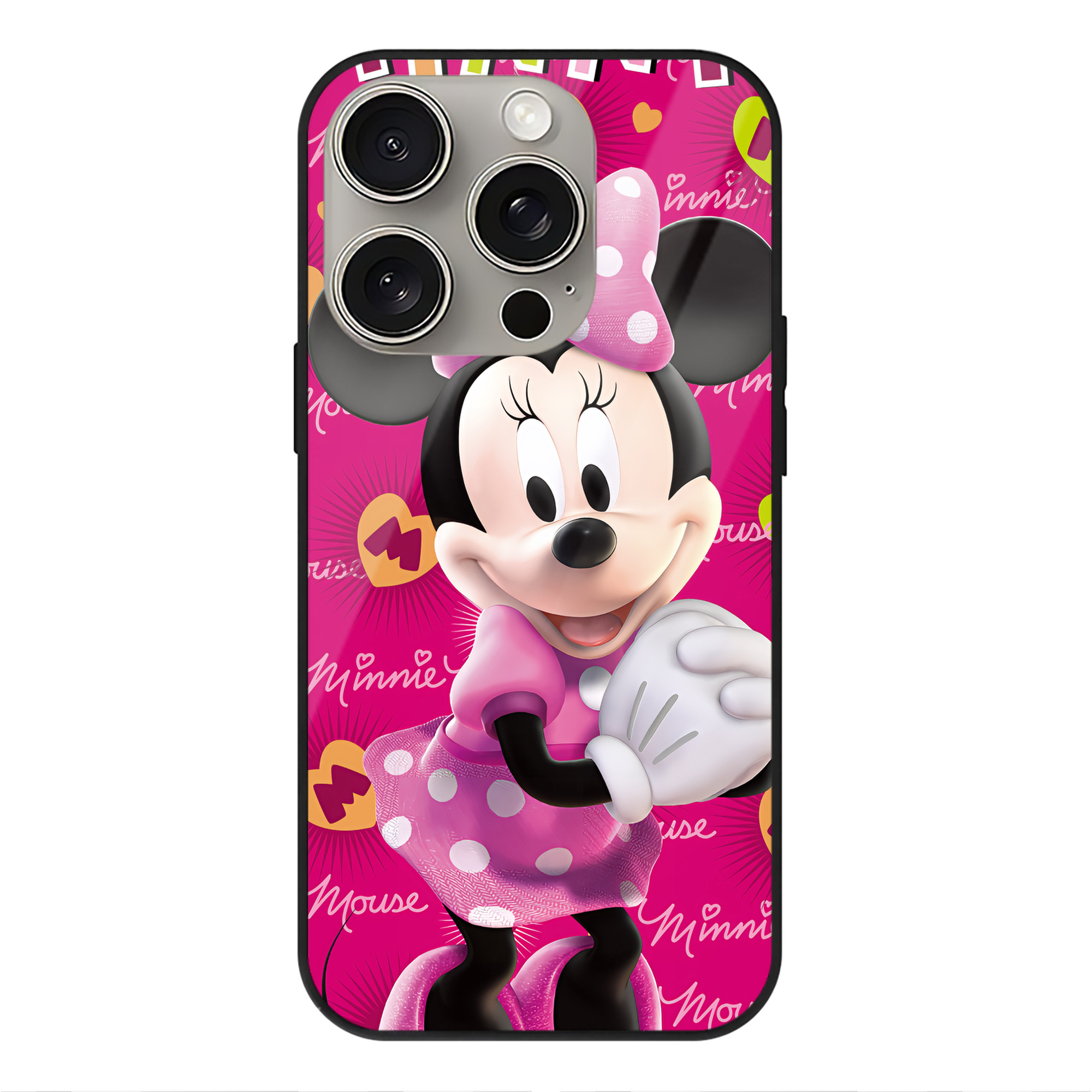 （画像用） ミッキーマウス Mickey Mouse 【iPhone15Pro対応】スマホケース 耐衝撃＆黄変防止 背面ガラス