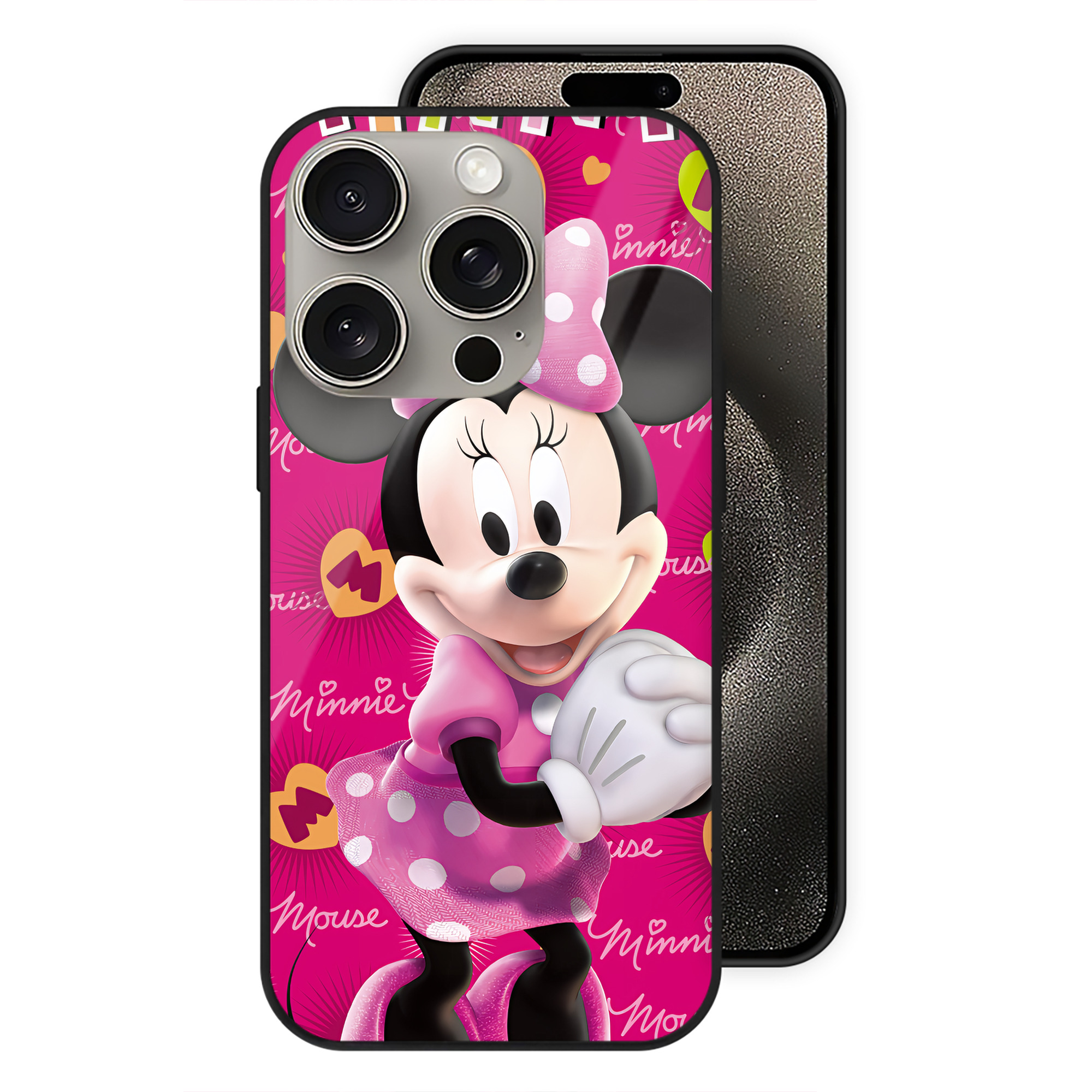 （画像用） ミッキーマウス Mickey Mouse 【iPhone15Pro対応】スマホケース 耐衝撃＆黄変防止 背面ガラス