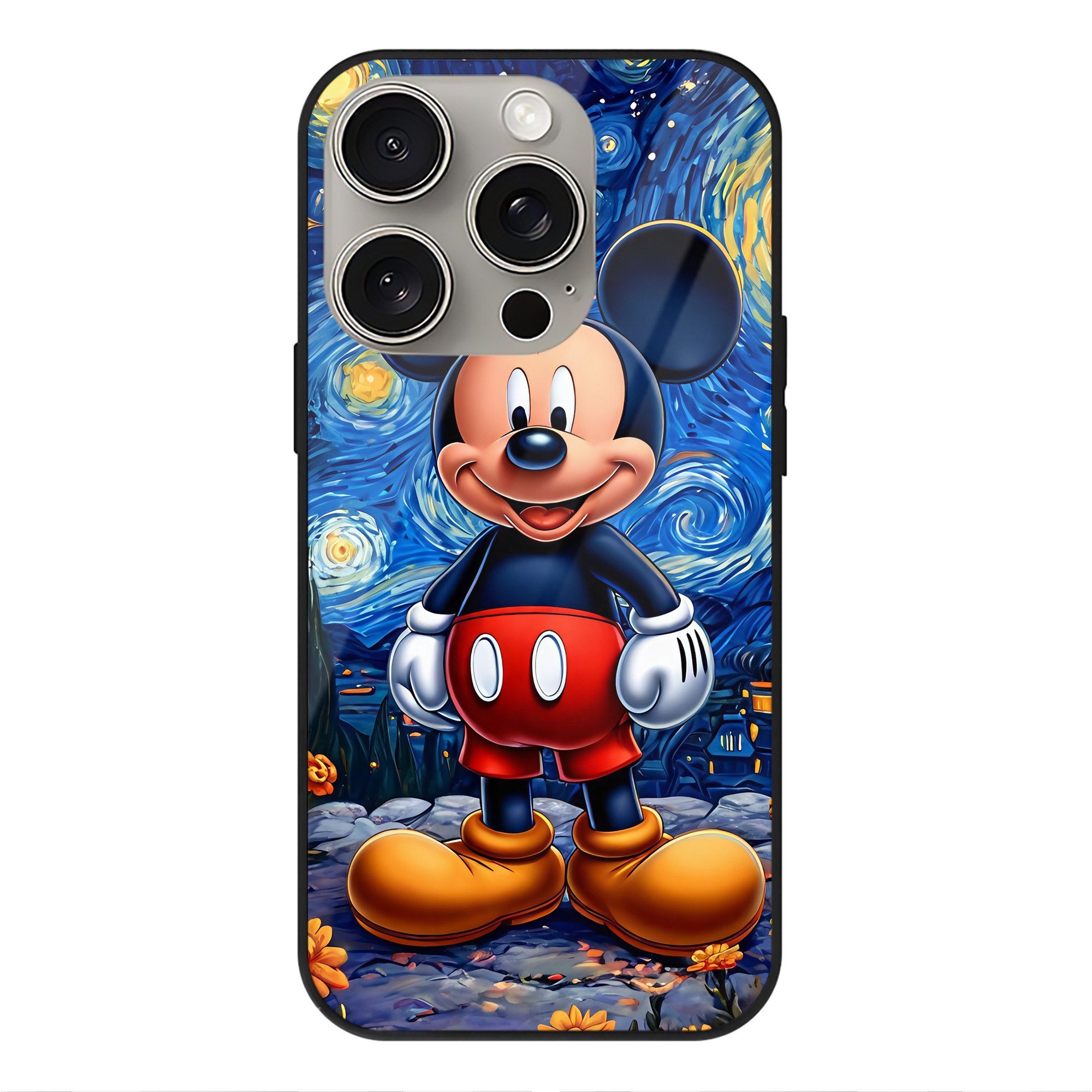 （画像用） ミッキーマウス Mickey Mouse 【iPhone15Pro対応】スマホケース 耐衝撃＆黄変防止 背面ガラス