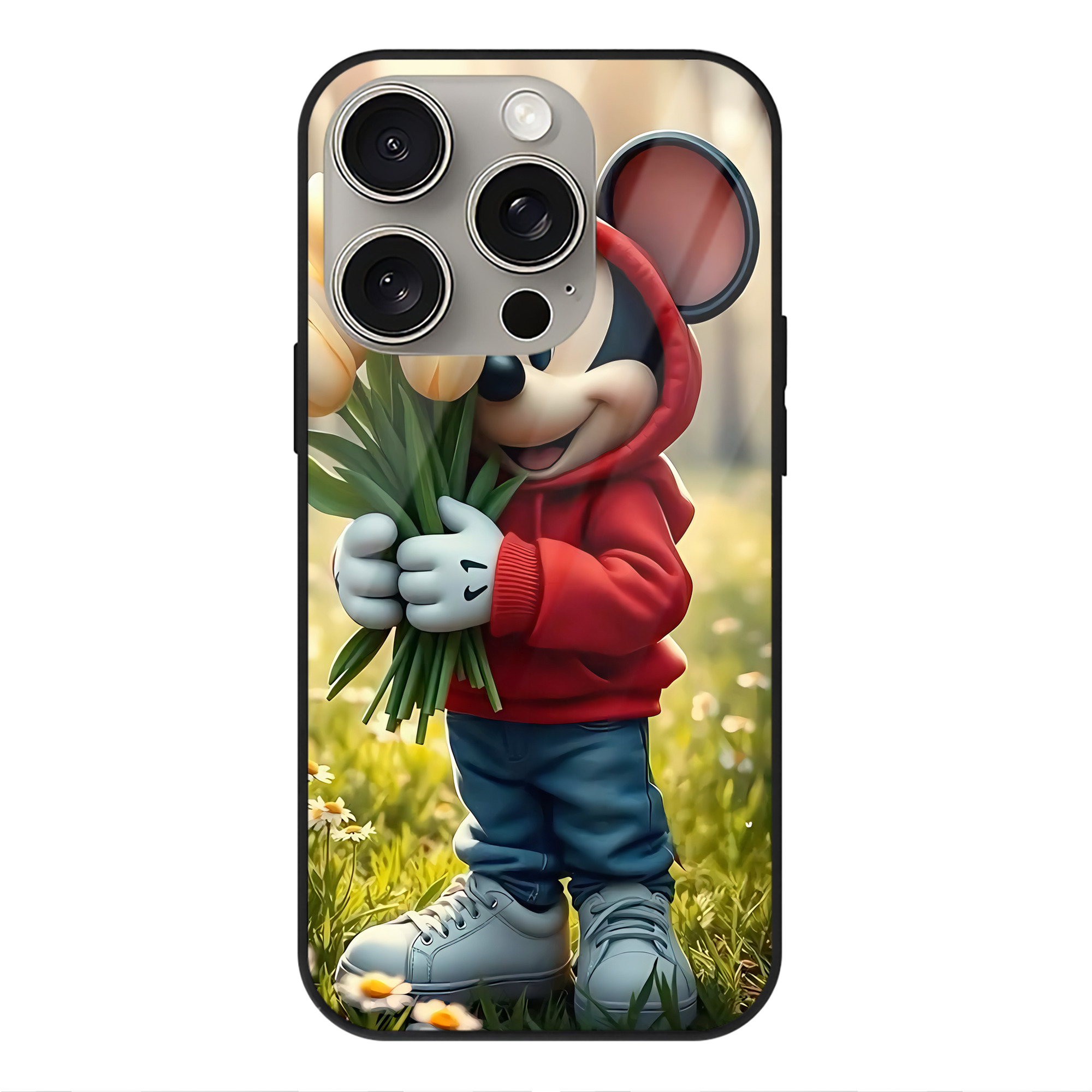 （画像用） ミッキーマウス Mickey Mouse 【iPhone15Pro対応】スマホケース 耐衝撃＆黄変防止 背面ガラス