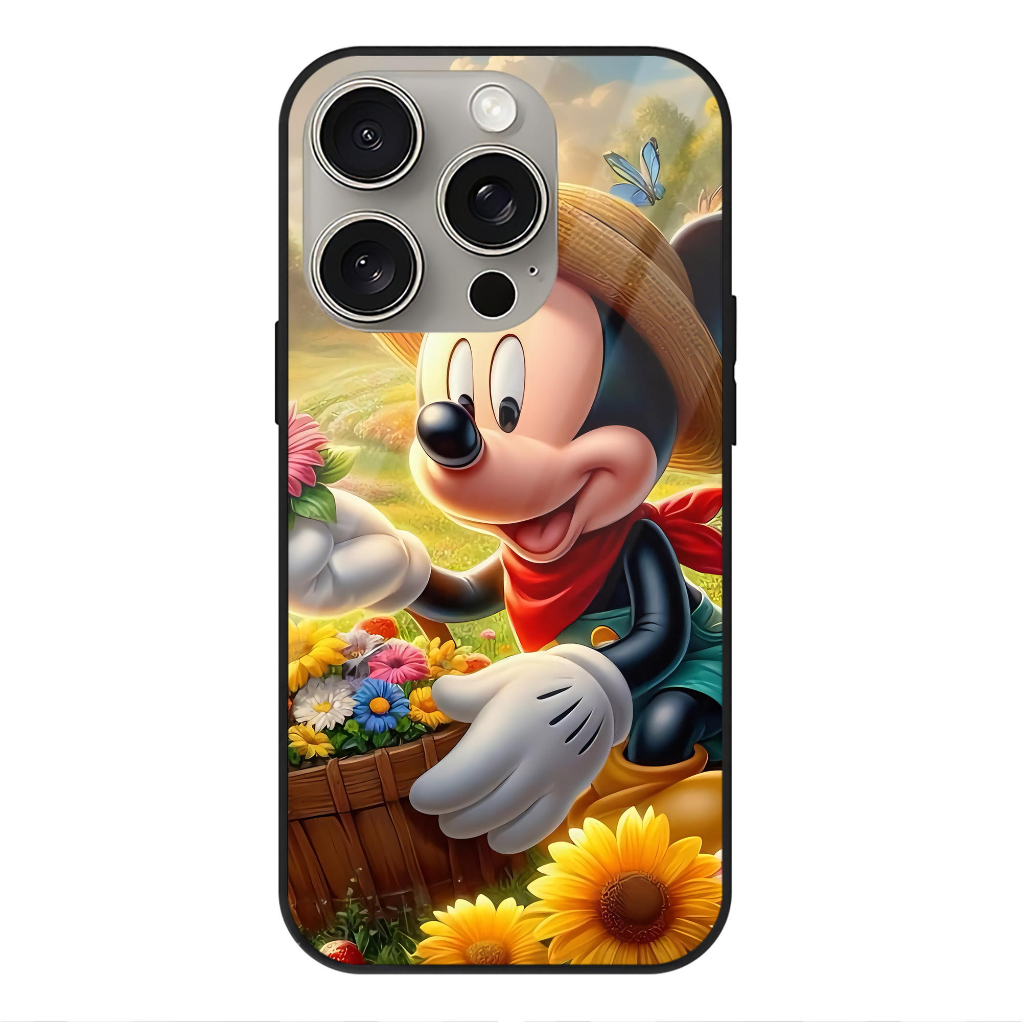 （画像用） ミッキーマウス Mickey Mouse 【iPhone15Pro対応】スマホケース 耐衝撃＆黄変防止 背面ガラス
