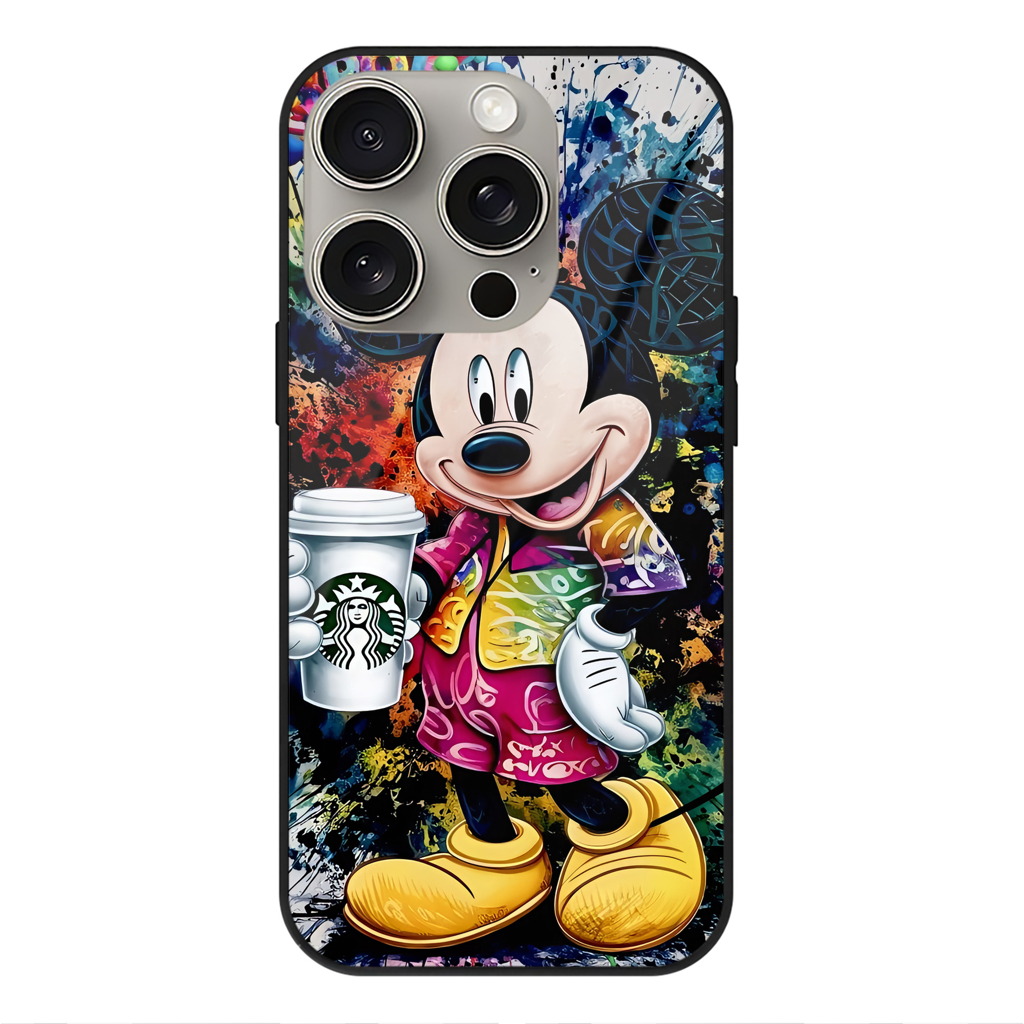 （画像用） ミッキーマウス Mickey Mouse 【iPhone15Pro対応】スマホケース 耐衝撃＆黄変防止 背面ガラス