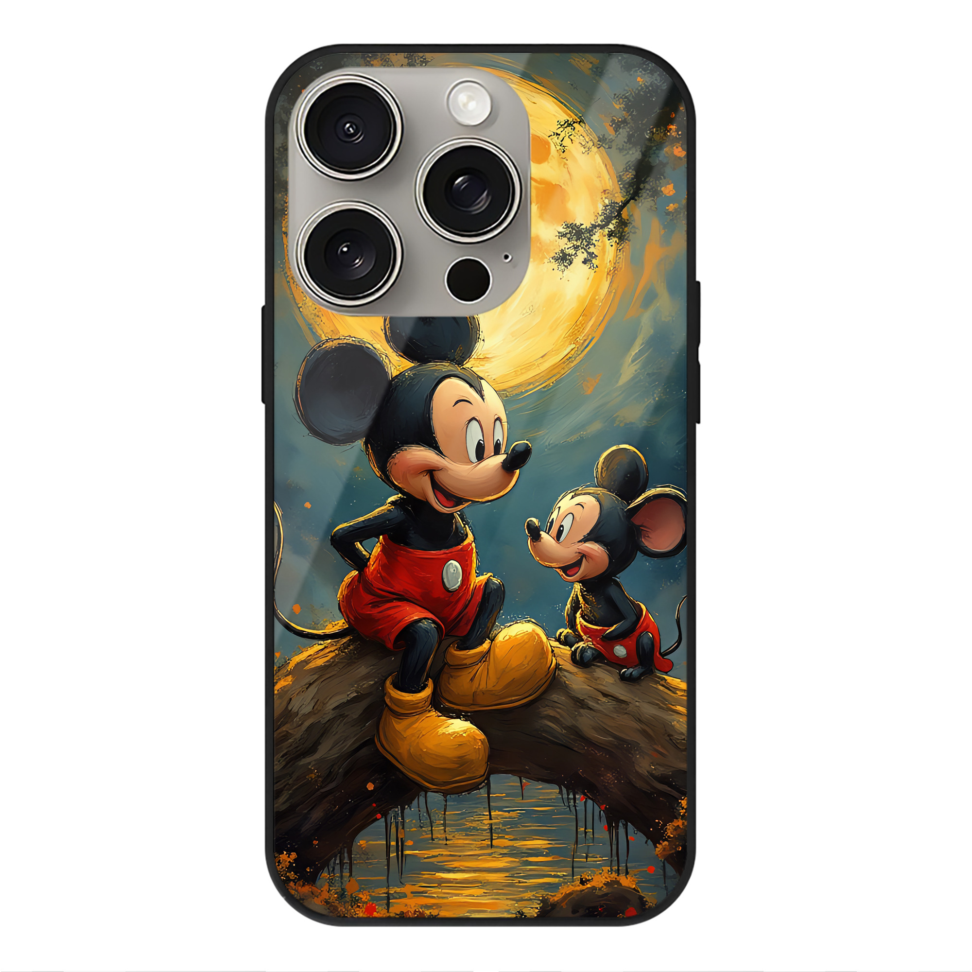 （画像用） ミッキーマウス Mickey Mouse 【iPhone15Pro対応】スマホケース 耐衝撃＆黄変防止 背面ガラス