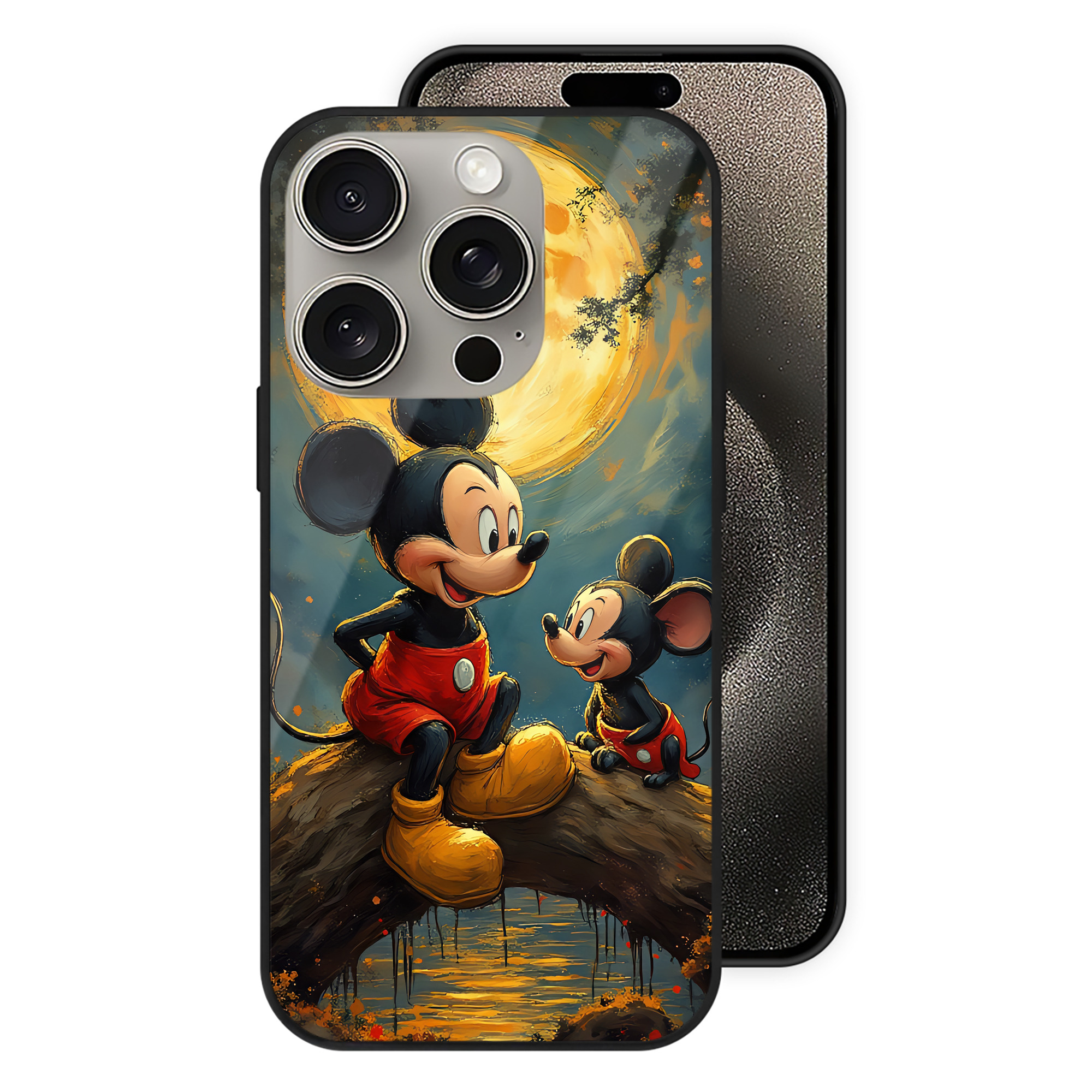 （画像用） ミッキーマウス Mickey Mouse 【iPhone15Pro対応】スマホケース 耐衝撃＆黄変防止 背面ガラス