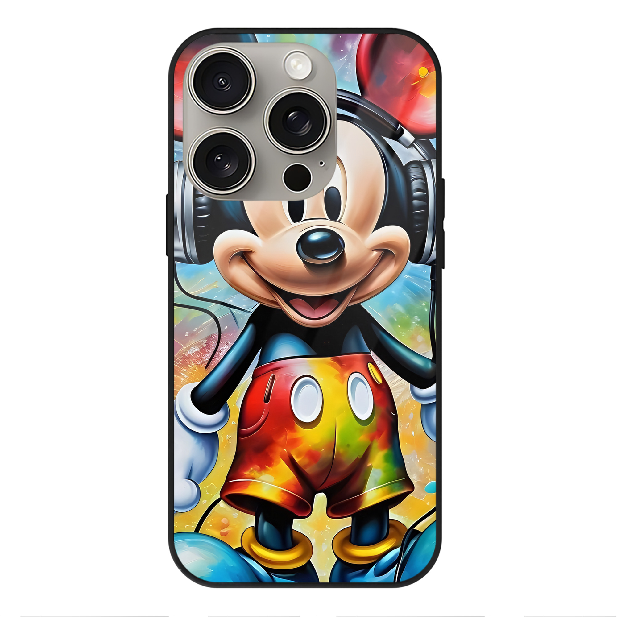 （画像用） ミッキーマウス Mickey Mouse 【iPhone15Pro対応】スマホケース 耐衝撃＆黄変防止 背面ガラス