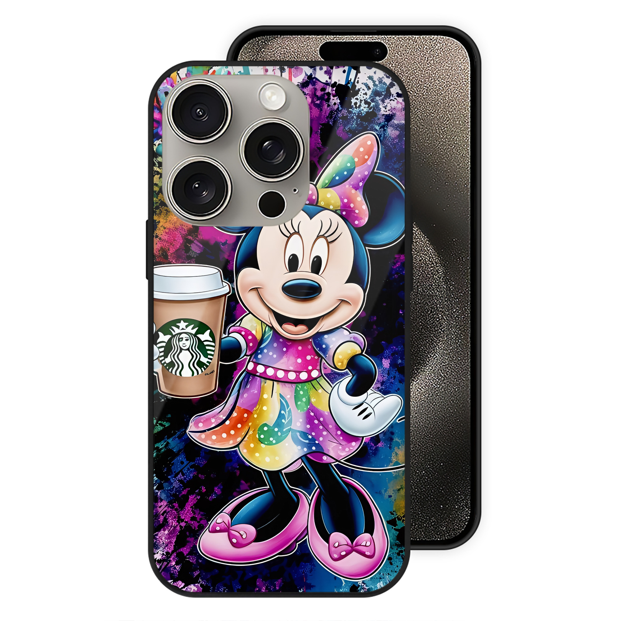 （画像用） ミッキーマウス Mickey Mouse 【iPhone15Pro対応】スマホケース 耐衝撃＆黄変防止 背面ガラス