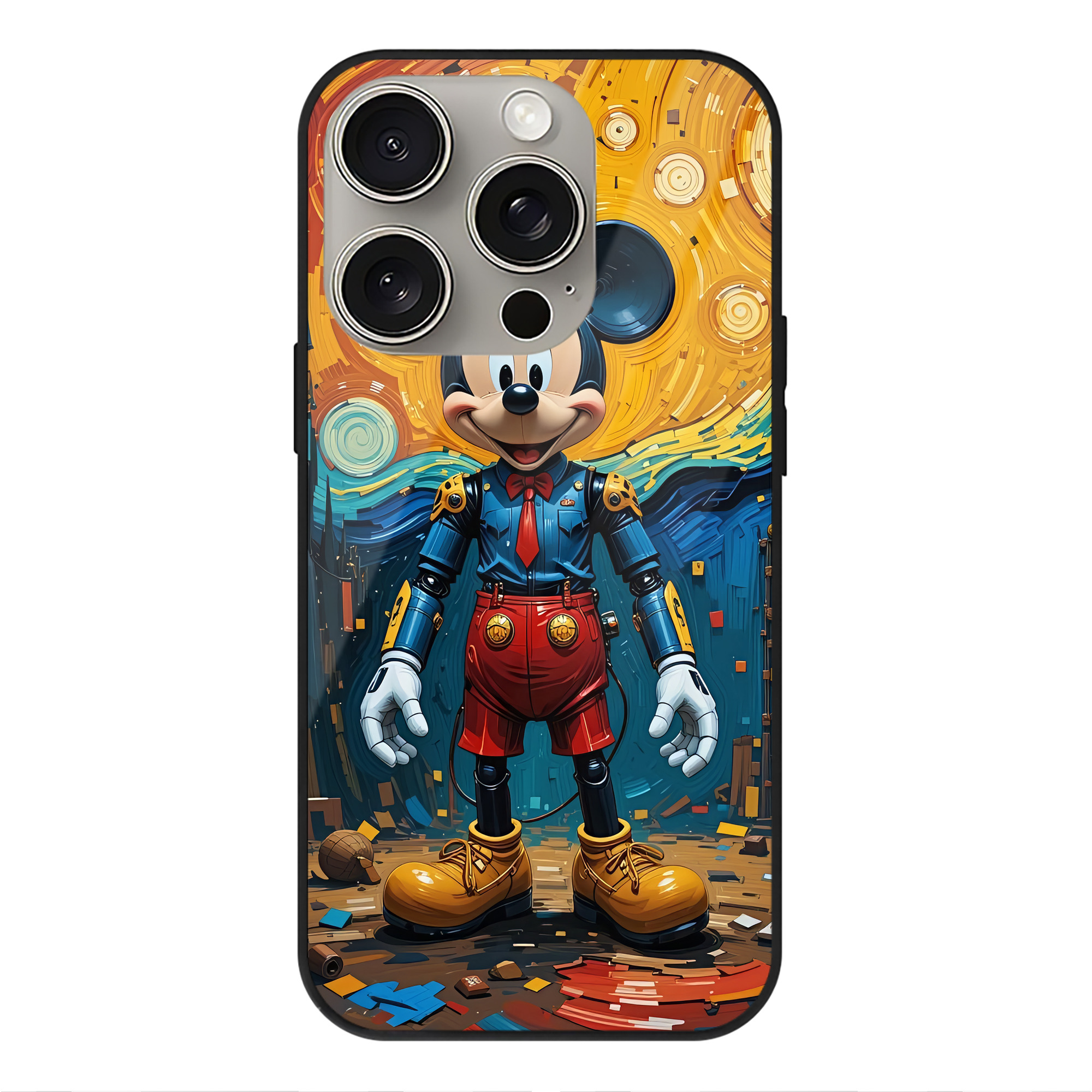 （画像用） ミッキーマウス Mickey Mouse 【iPhone15Pro対応】スマホケース 耐衝撃＆黄変防止 背面ガラス