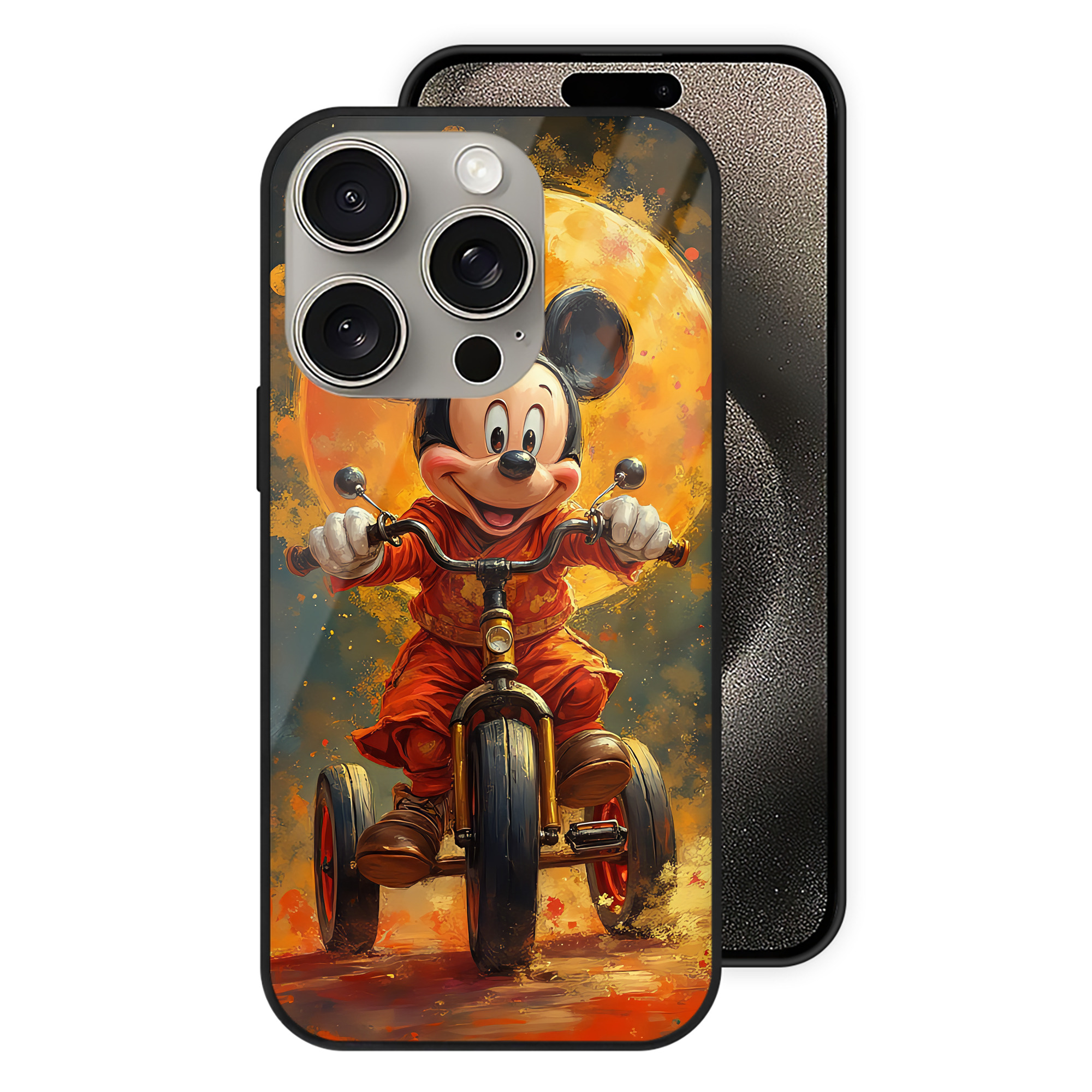 （画像用） ミッキーマウス Mickey Mouse 【iPhone15Pro対応】スマホケース 耐衝撃＆黄変防止 背面ガラス