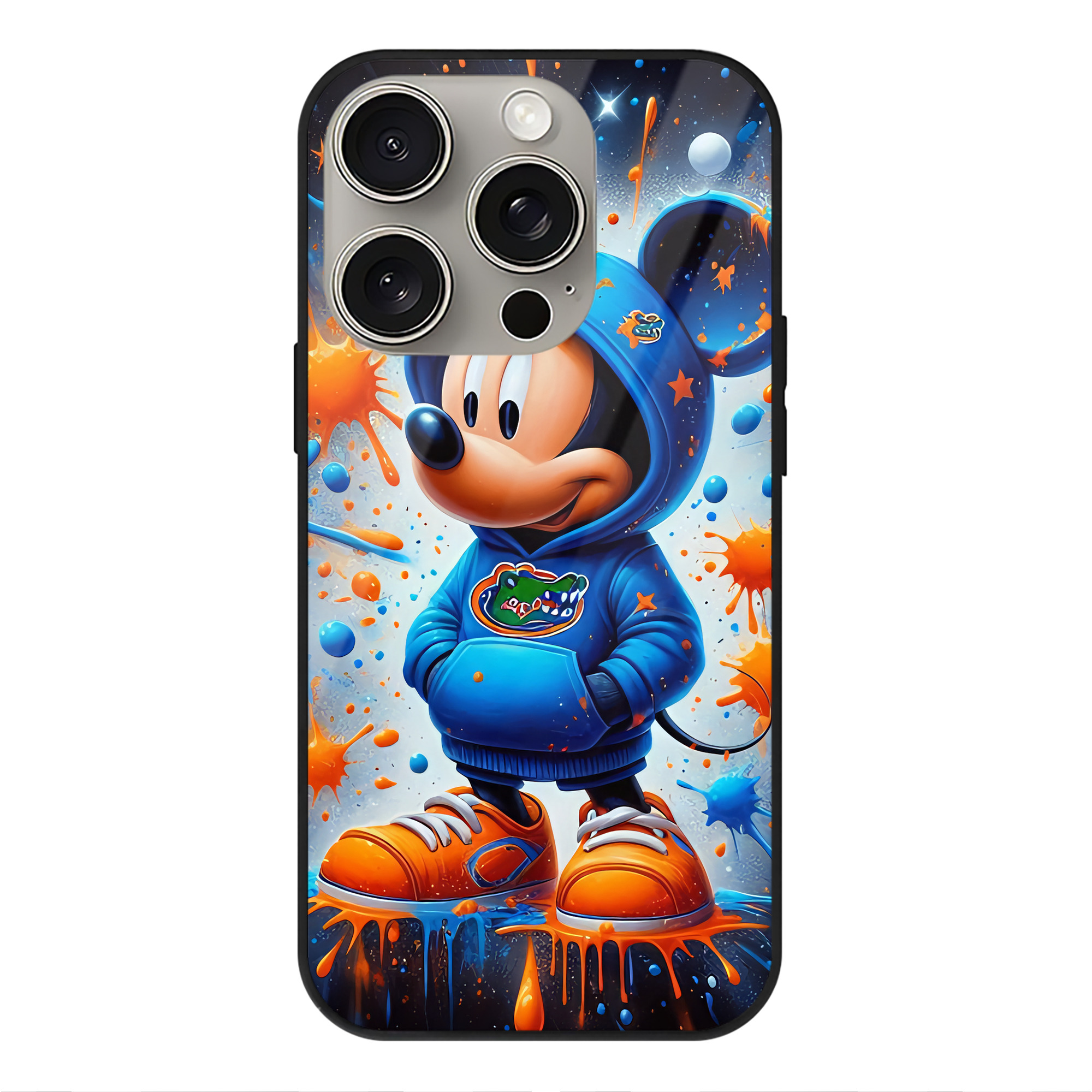 （画像用） ミッキーマウス Mickey Mouse 【iPhone15Pro対応】スマホケース 耐衝撃＆黄変防止 背面ガラス