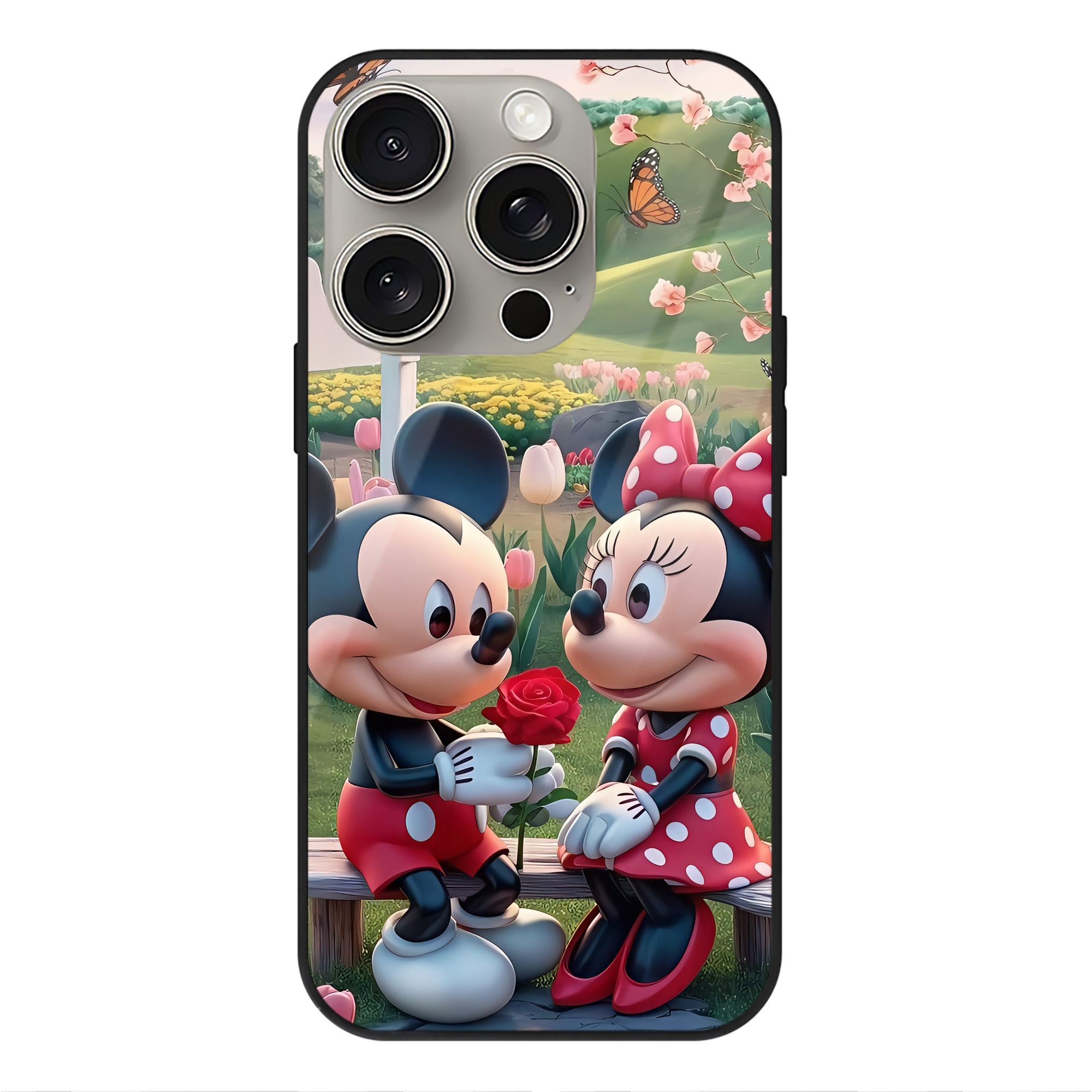 （画像用） ミッキーマウス Mickey Mouse 【iPhone15Pro対応】スマホケース 耐衝撃＆黄変防止 背面ガラス