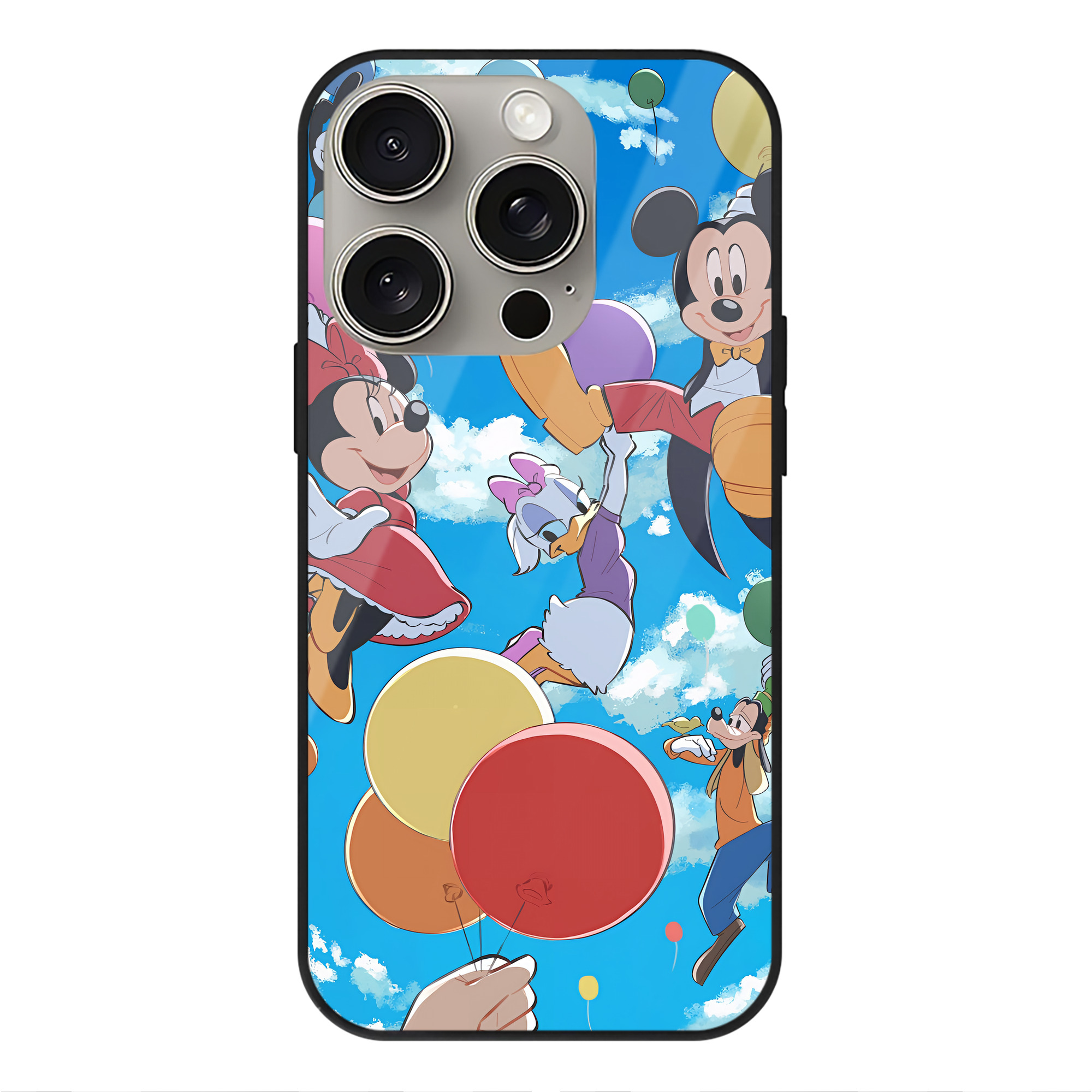 （画像用） ミッキーマウス Mickey Mouse 【iPhone15Pro対応】スマホケース 耐衝撃＆黄変防止 背面ガラス