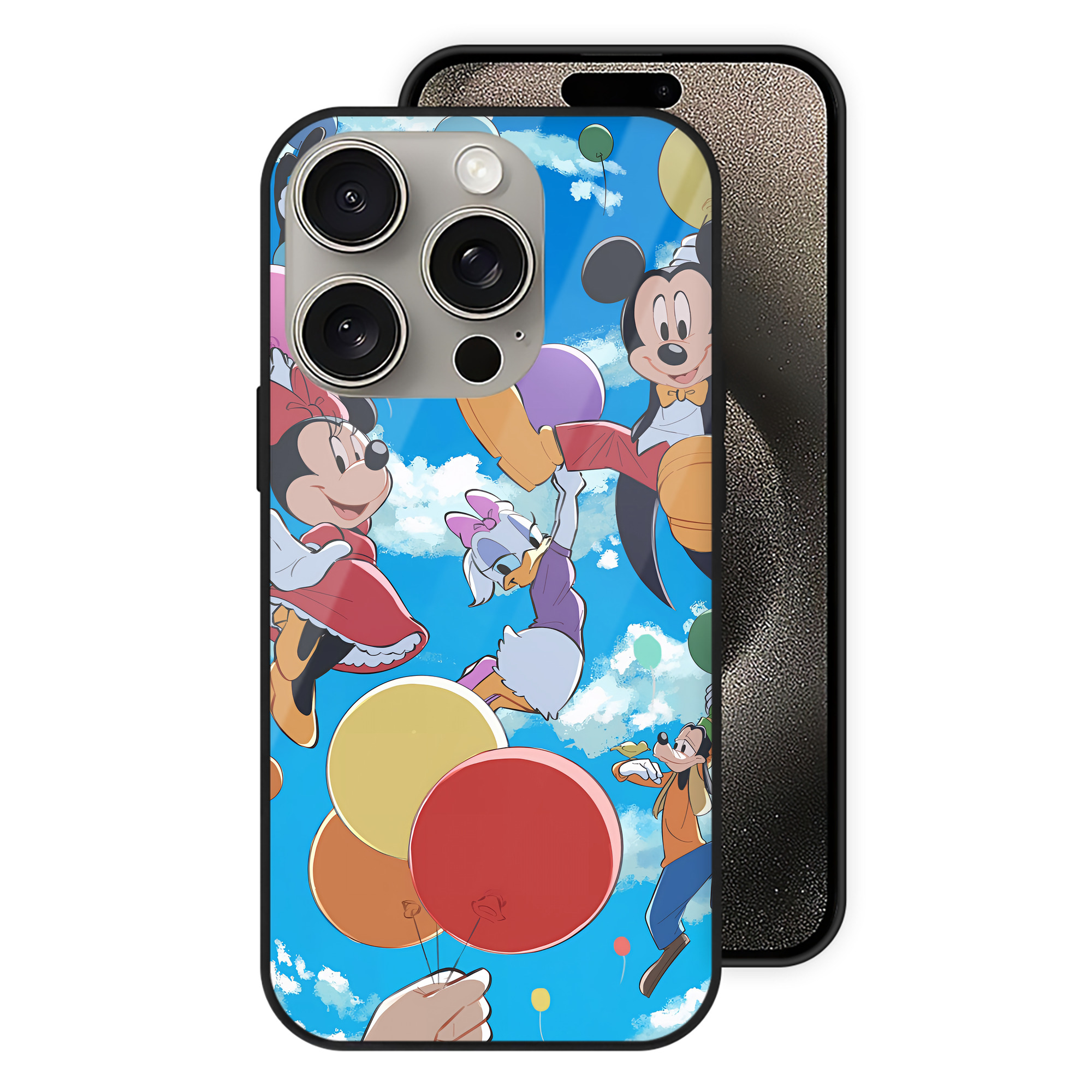 （画像用） ミッキーマウス Mickey Mouse 【iPhone15Pro対応】スマホケース 耐衝撃＆黄変防止 背面ガラス
