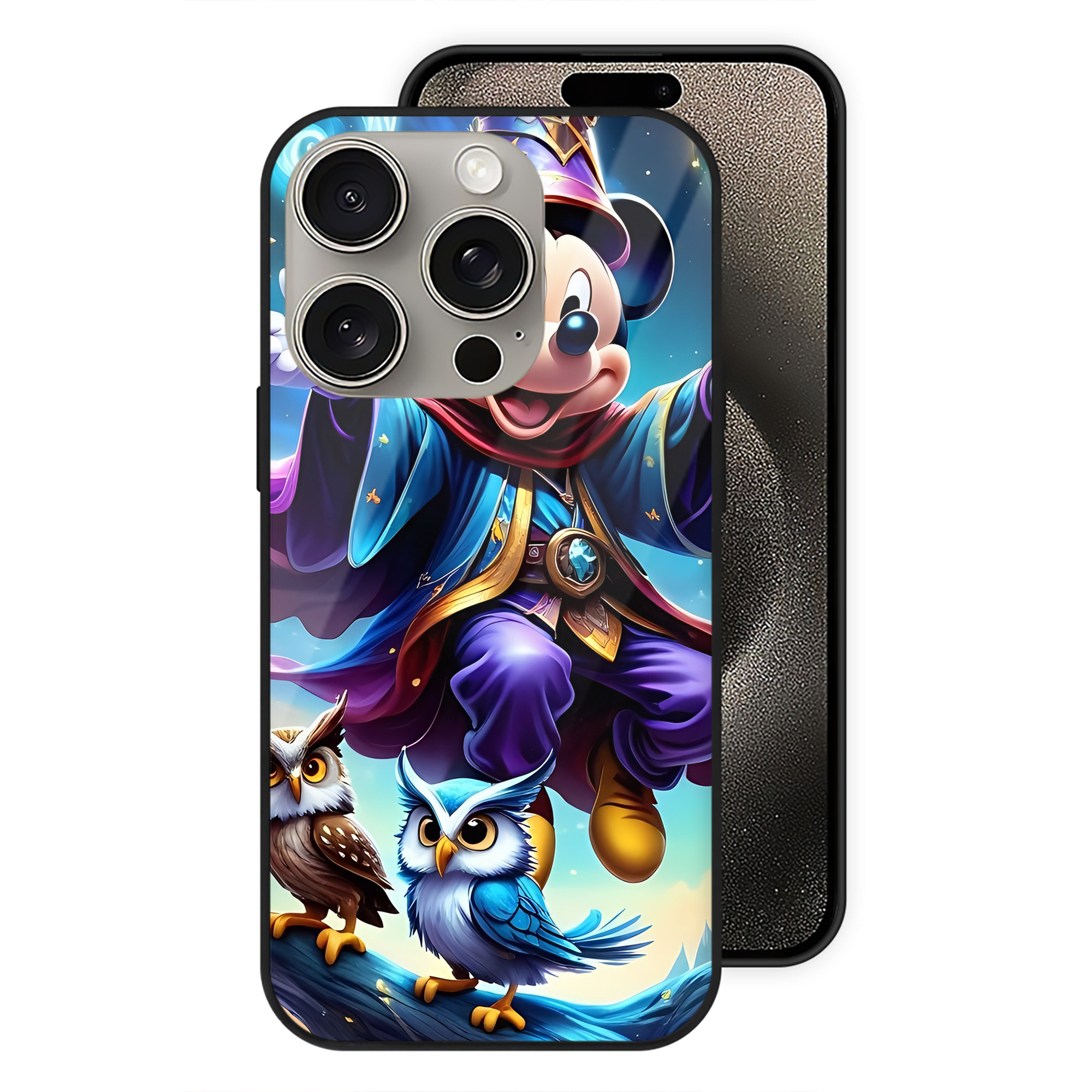 （画像用） ミッキーマウス Mickey Mouse 【iPhone15Pro対応】スマホケース 耐衝撃＆黄変防止 背面ガラス