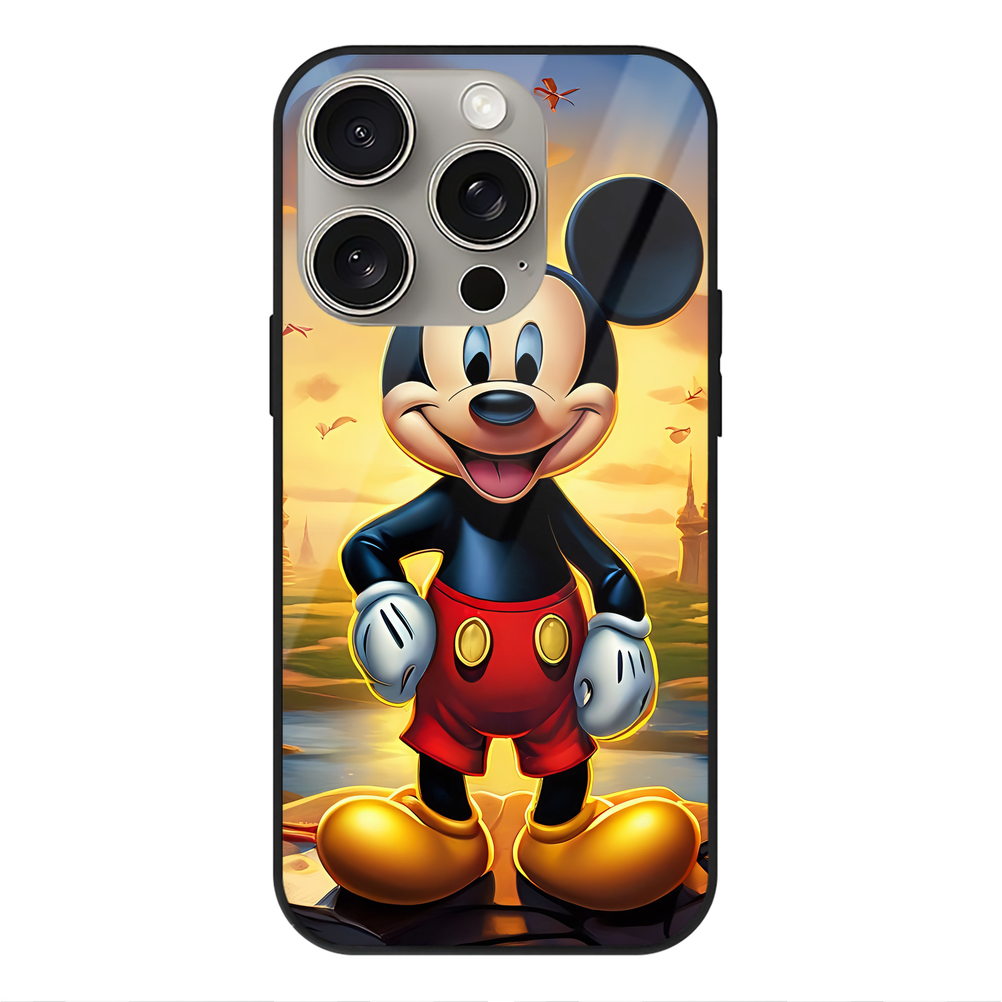 （画像用） ミッキーマウス Mickey Mouse 【iPhone15Pro対応】スマホケース 耐衝撃＆黄変防止 背面ガラス