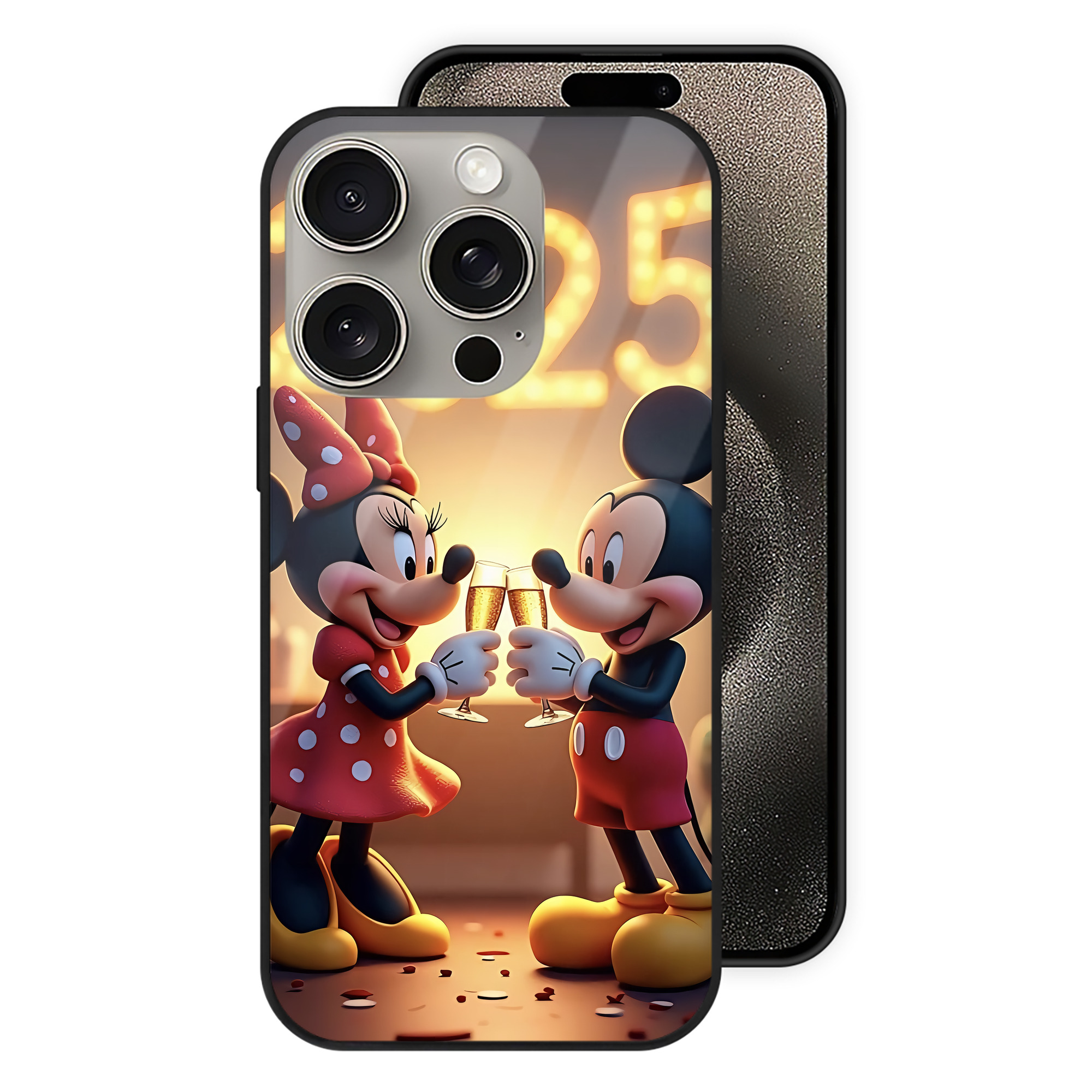 （画像用） ミッキーマウス Mickey Mouse 【iPhone15Pro対応】スマホケース 耐衝撃＆黄変防止 背面ガラス