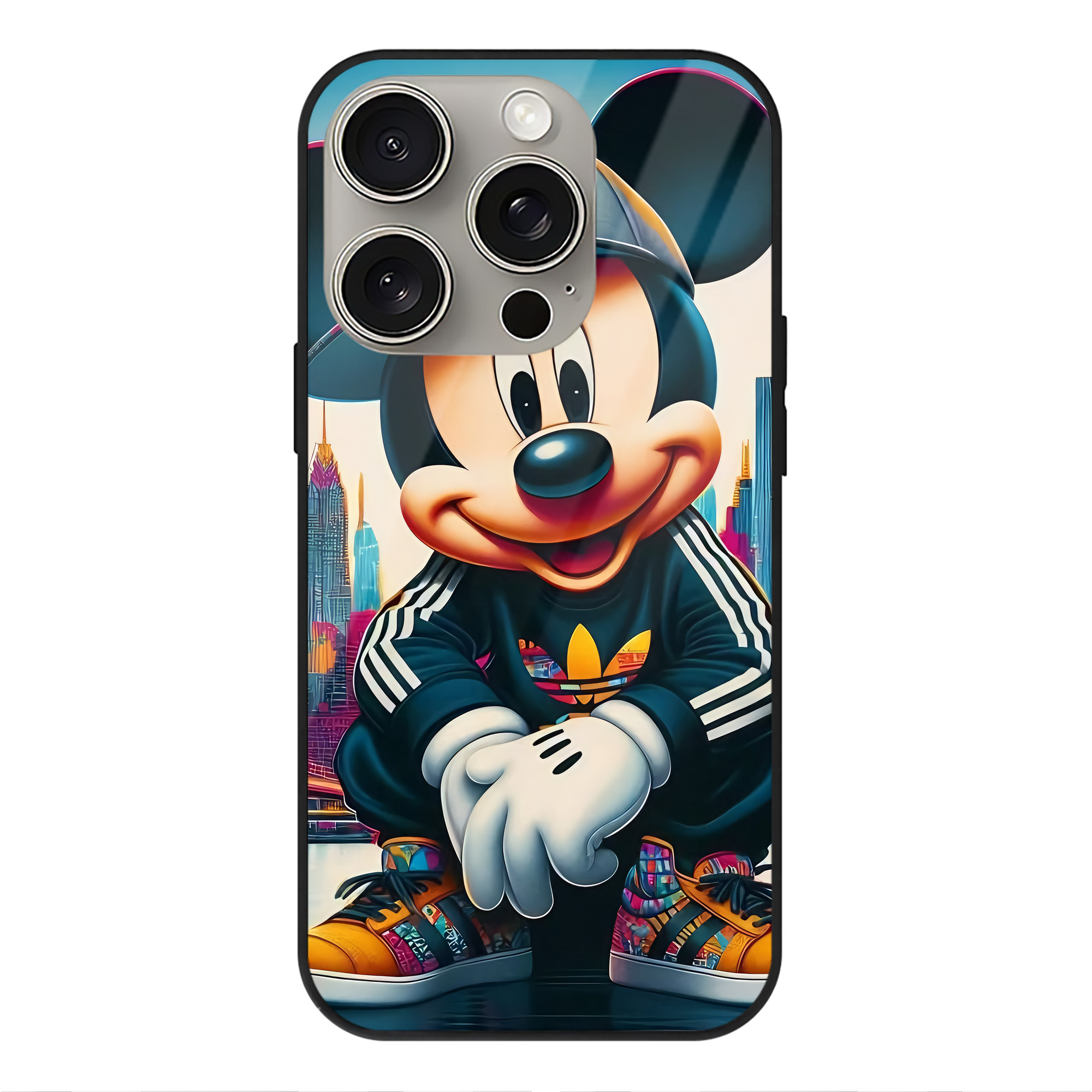 （画像用） ミッキーマウス Mickey Mouse 【iPhone15Pro対応】スマホケース 耐衝撃＆黄変防止 背面ガラス