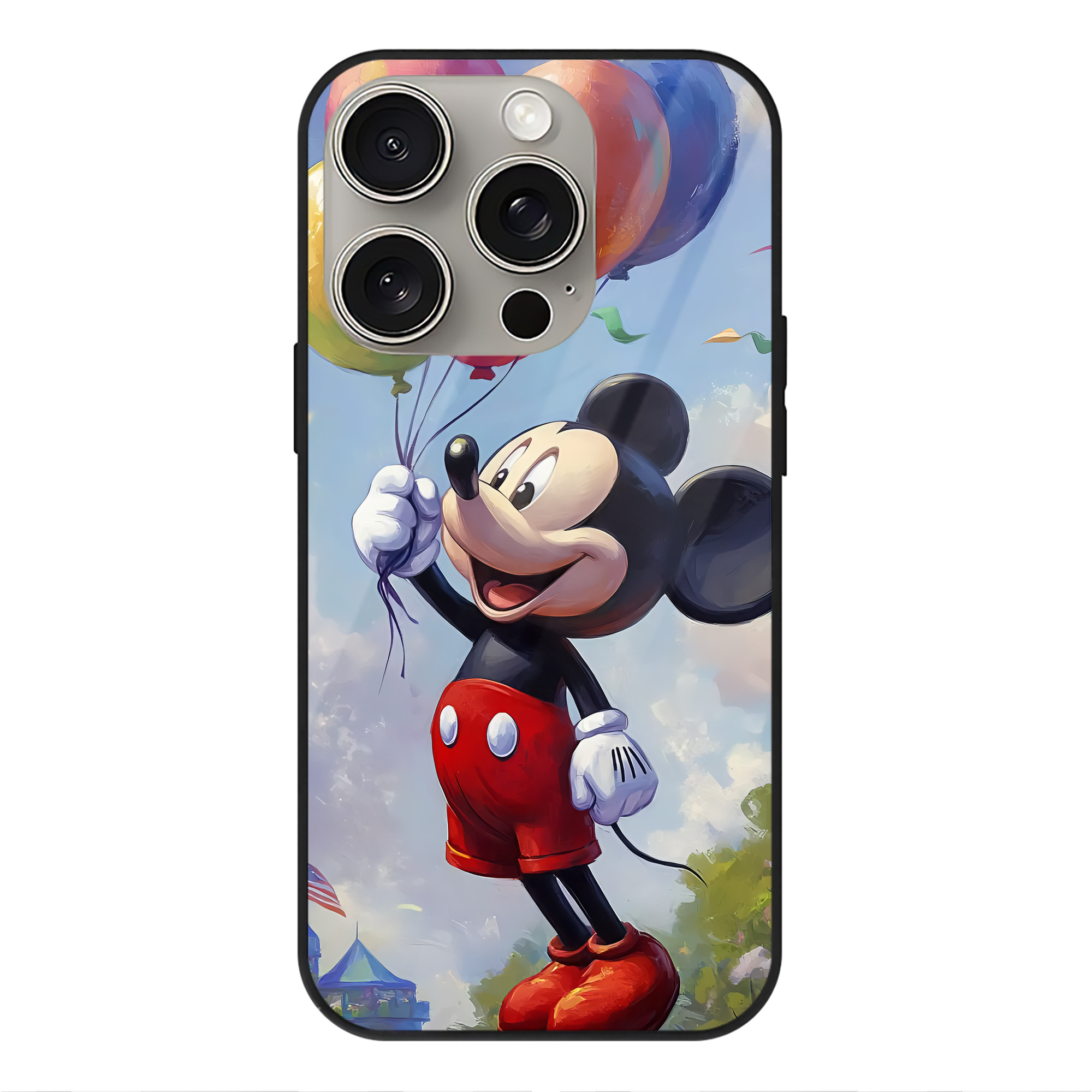 （画像用） ミッキーマウス Mickey Mouse 【iPhone15Pro対応】スマホケース 耐衝撃＆黄変防止 背面ガラス