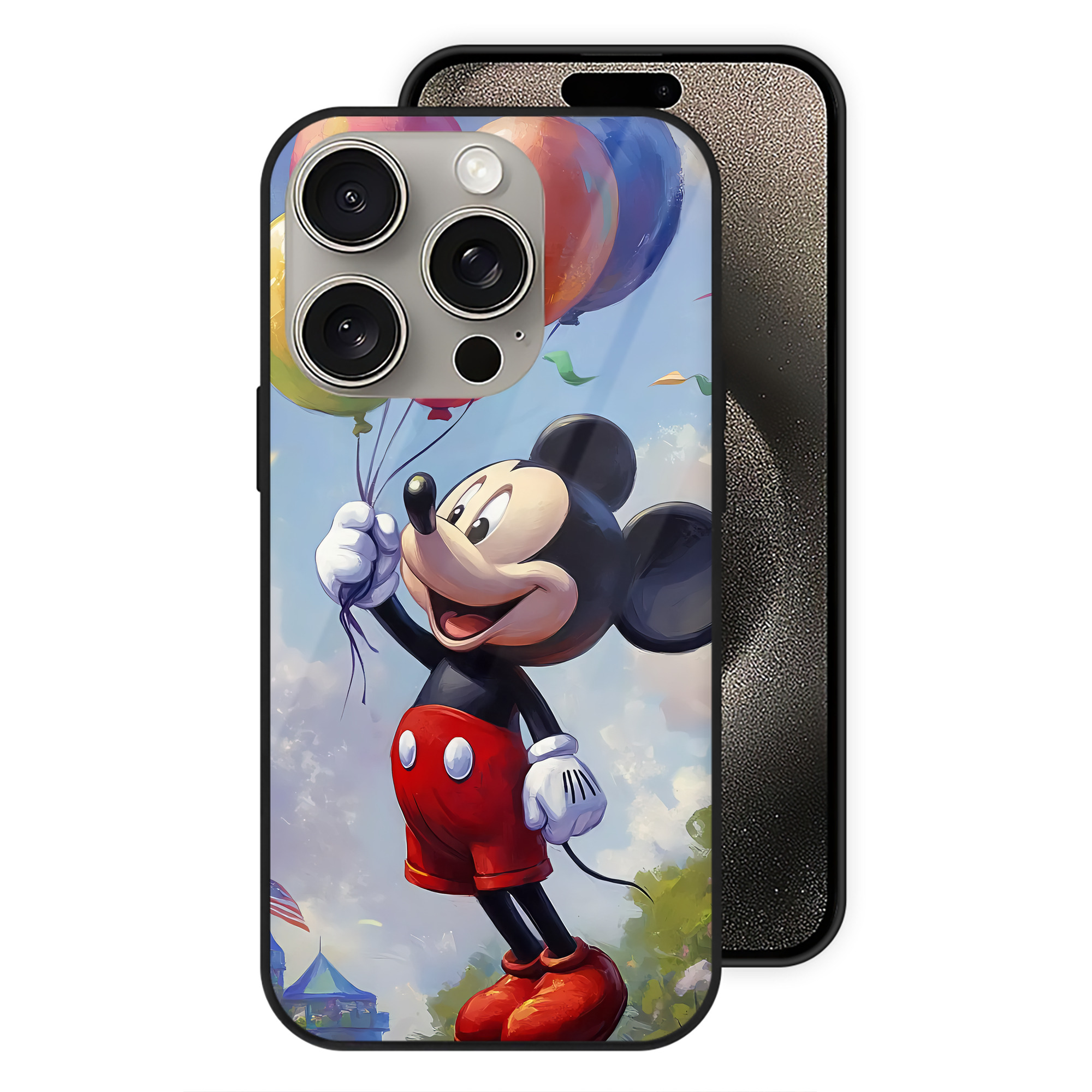 （画像用） ミッキーマウス Mickey Mouse 【iPhone15Pro対応】スマホケース 耐衝撃＆黄変防止 背面ガラス
