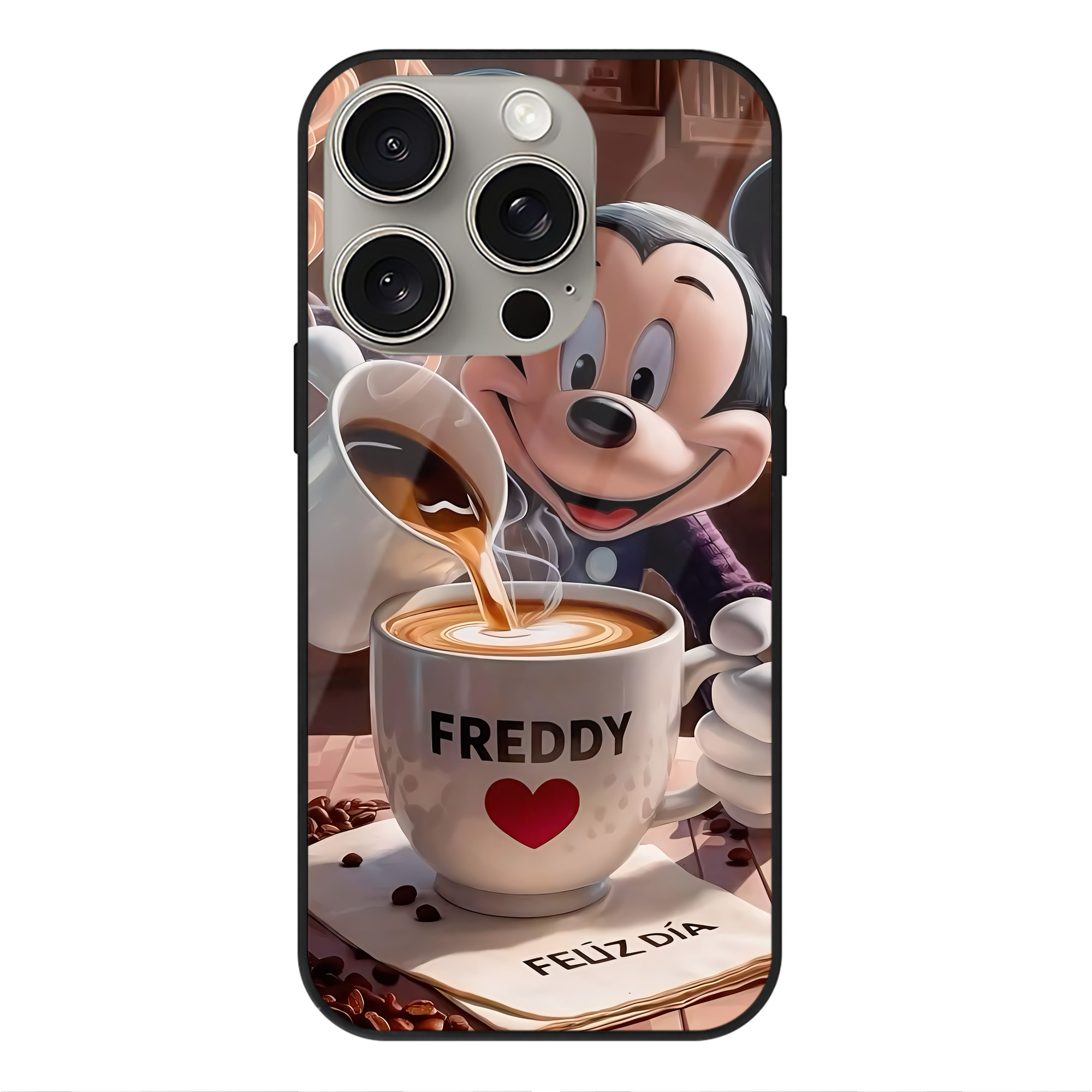 （画像用） ミッキーマウス Mickey Mouse 【iPhone15Pro対応】スマホケース 耐衝撃＆黄変防止 背面ガラス