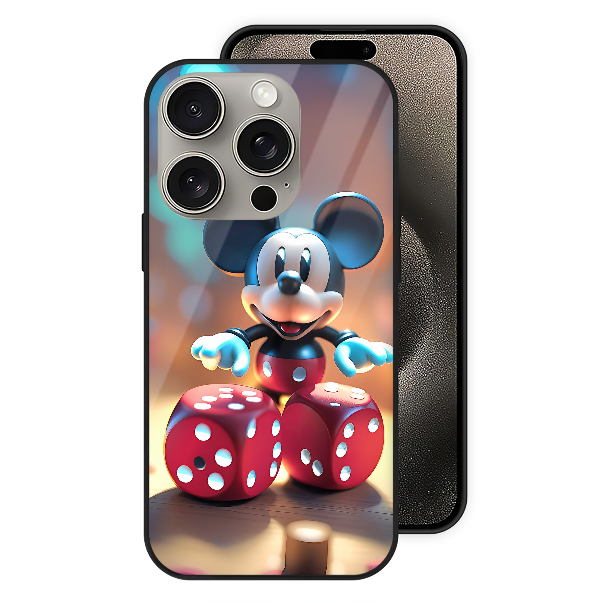 （画像用） ミッキーマウス Mickey Mouse 【iPhone15Pro対応】スマホケース 耐衝撃＆黄変防止 背面ガラス