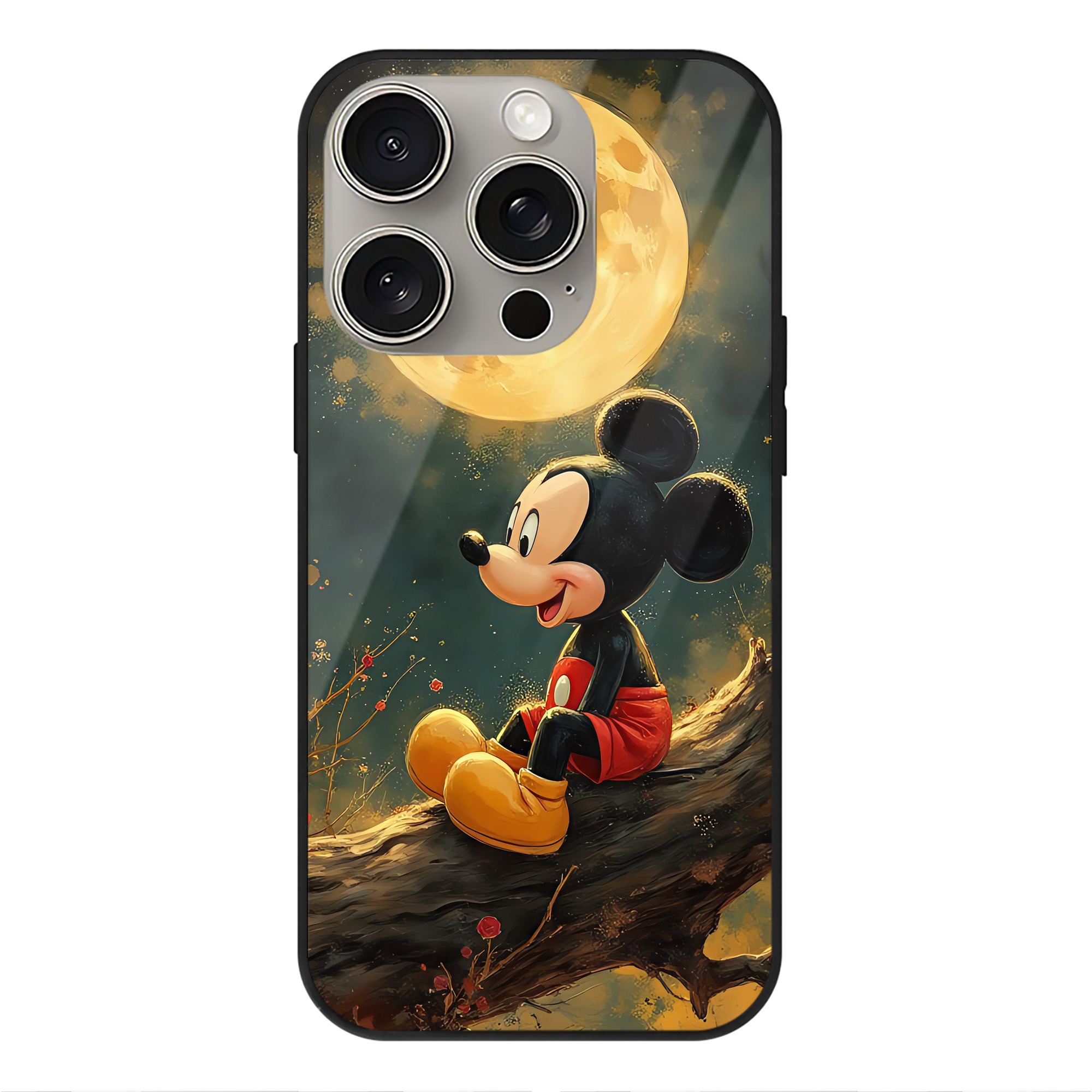 （画像用） ミッキーマウス Mickey Mouse 【iPhone15Pro対応】スマホケース 耐衝撃＆黄変防止 背面ガラス