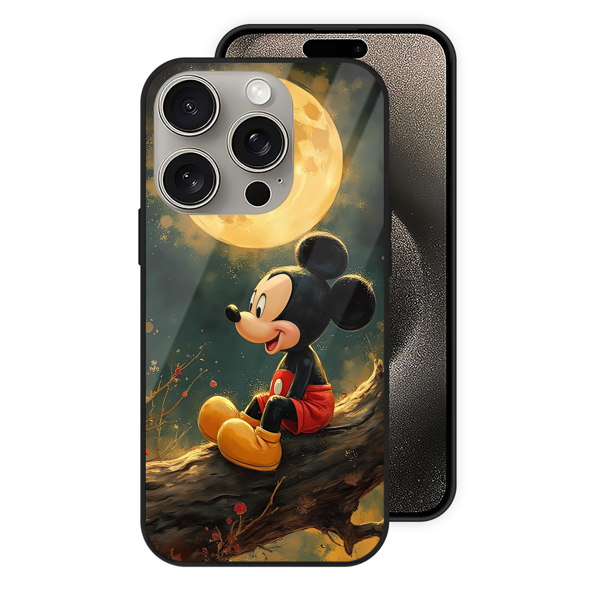 （画像用） ミッキーマウス Mickey Mouse 【iPhone15Pro対応】スマホケース 耐衝撃＆黄変防止 背面ガラス