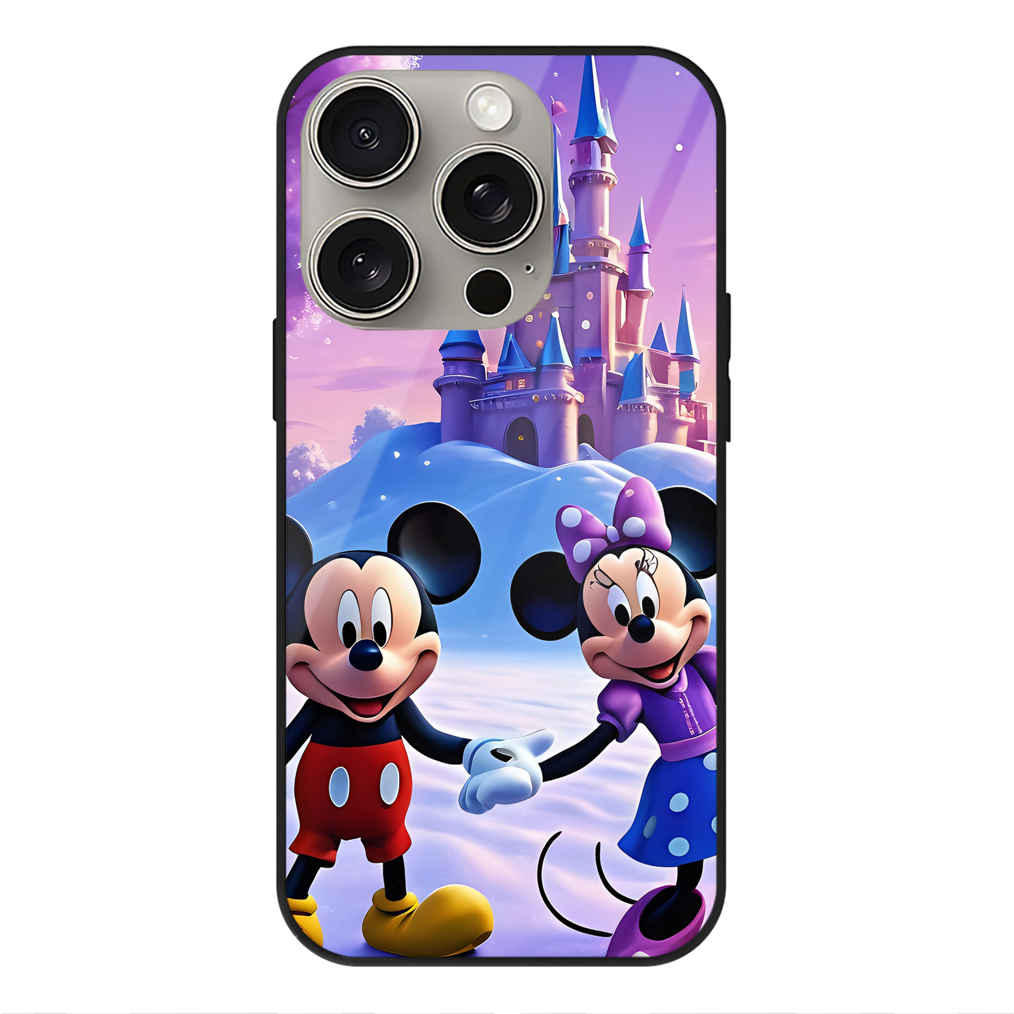 （画像用） ミッキーマウス Mickey Mouse 【iPhone15Pro対応】スマホケース 耐衝撃＆黄変防止 背面ガラス