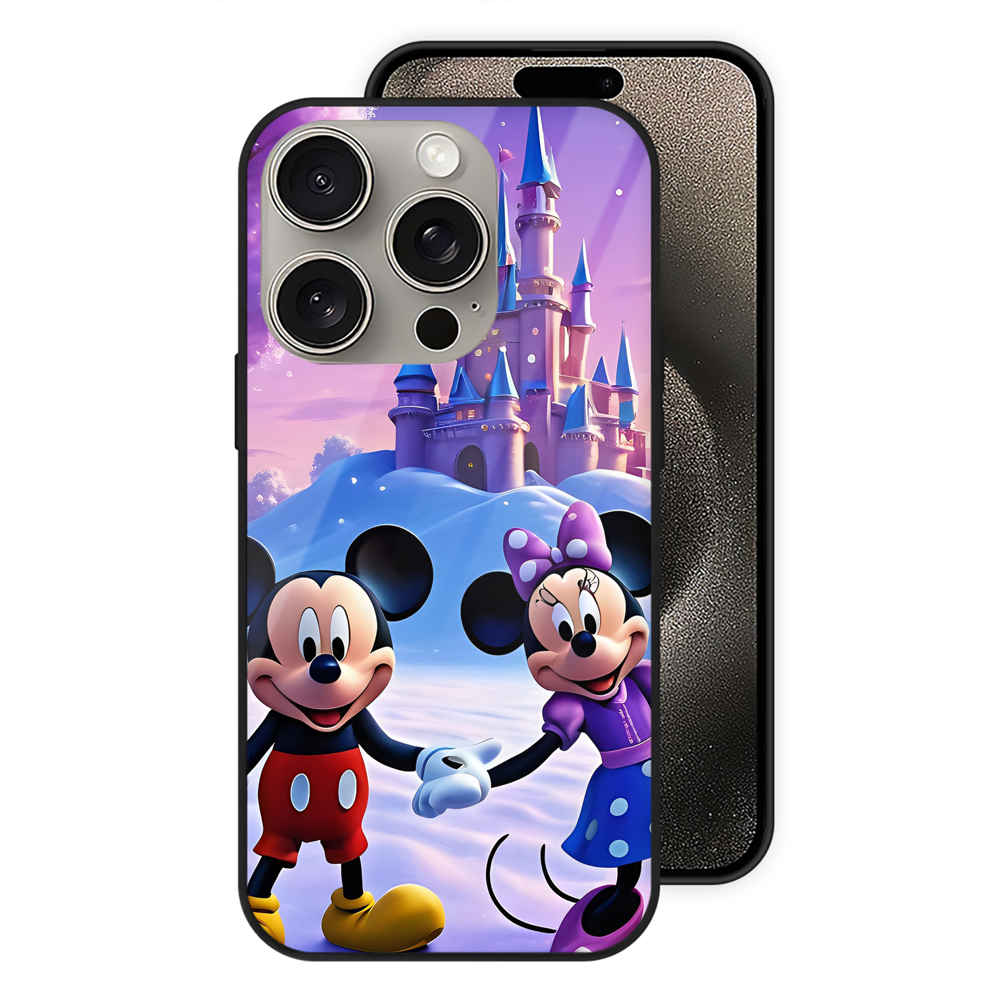 （画像用） ミッキーマウス Mickey Mouse 【iPhone15Pro対応】スマホケース 耐衝撃＆黄変防止 背面ガラス
